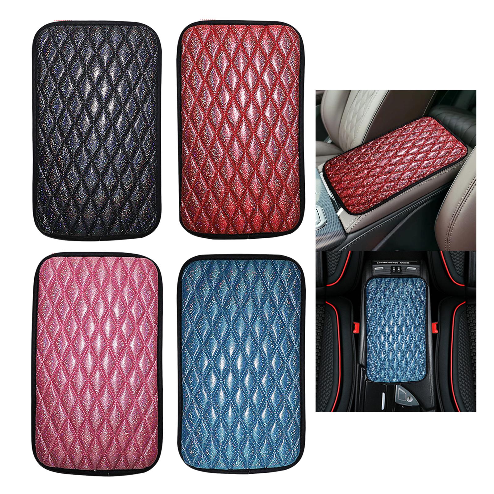 Car Armrest Pad Covers Center Console Truck Breathable Glitter Decorative Black