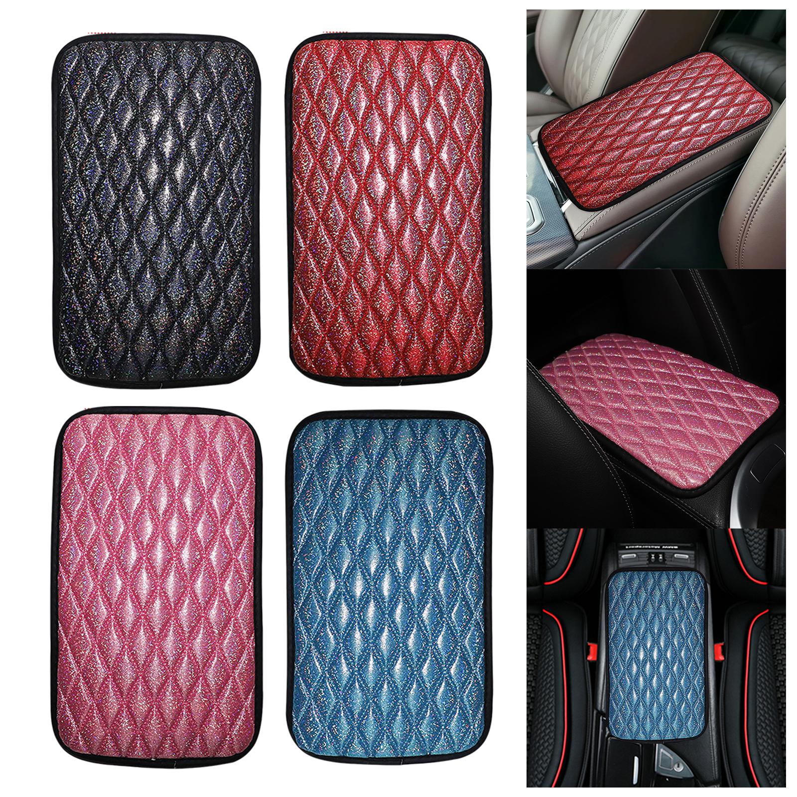 Car Armrest Pad Covers Center Console Truck Breathable Glitter Decorative Black