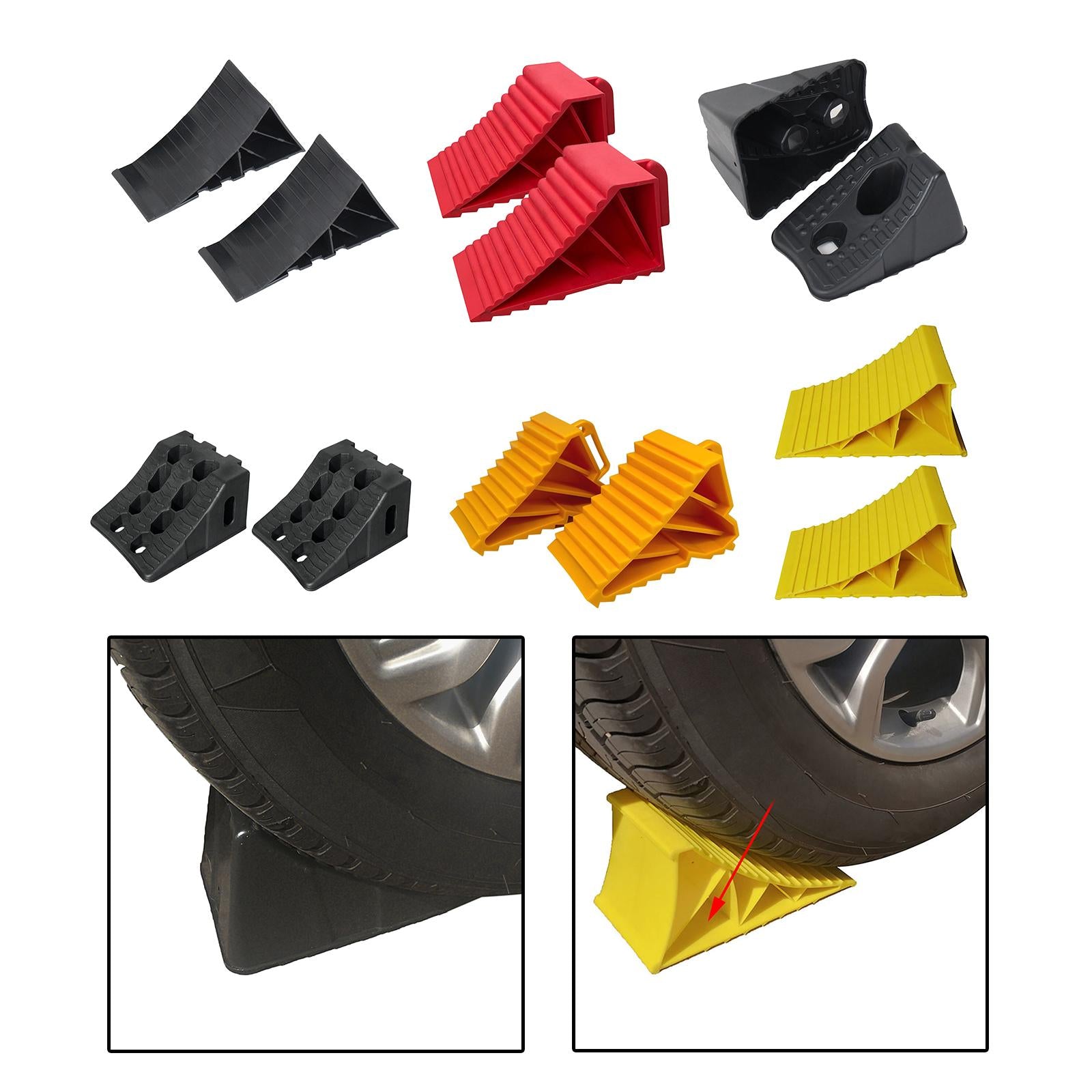 2 Pieces Wheel Chocks Replaces Rubber Wheel Chocks for Car Auto Trailer 22x9x11cm black