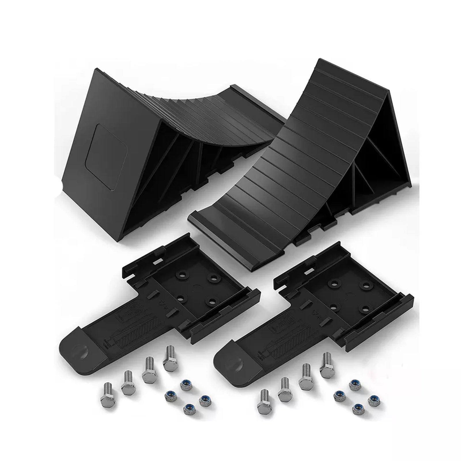 2 Pieces Wheel Chocks Replaces Rubber Wheel Chocks for Car Auto Trailer 22x9x11cm black