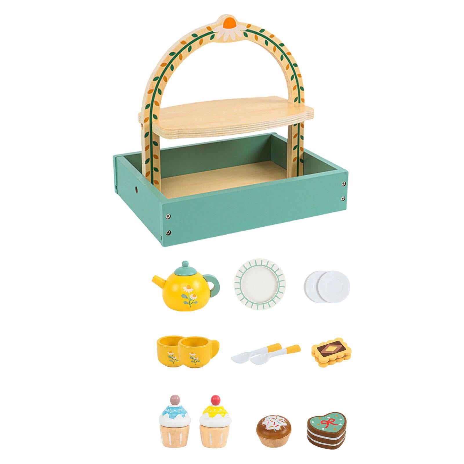 Wooden Tea Set Colorful for Children Gift Age 3 4 5 6 Year Old Toddlers