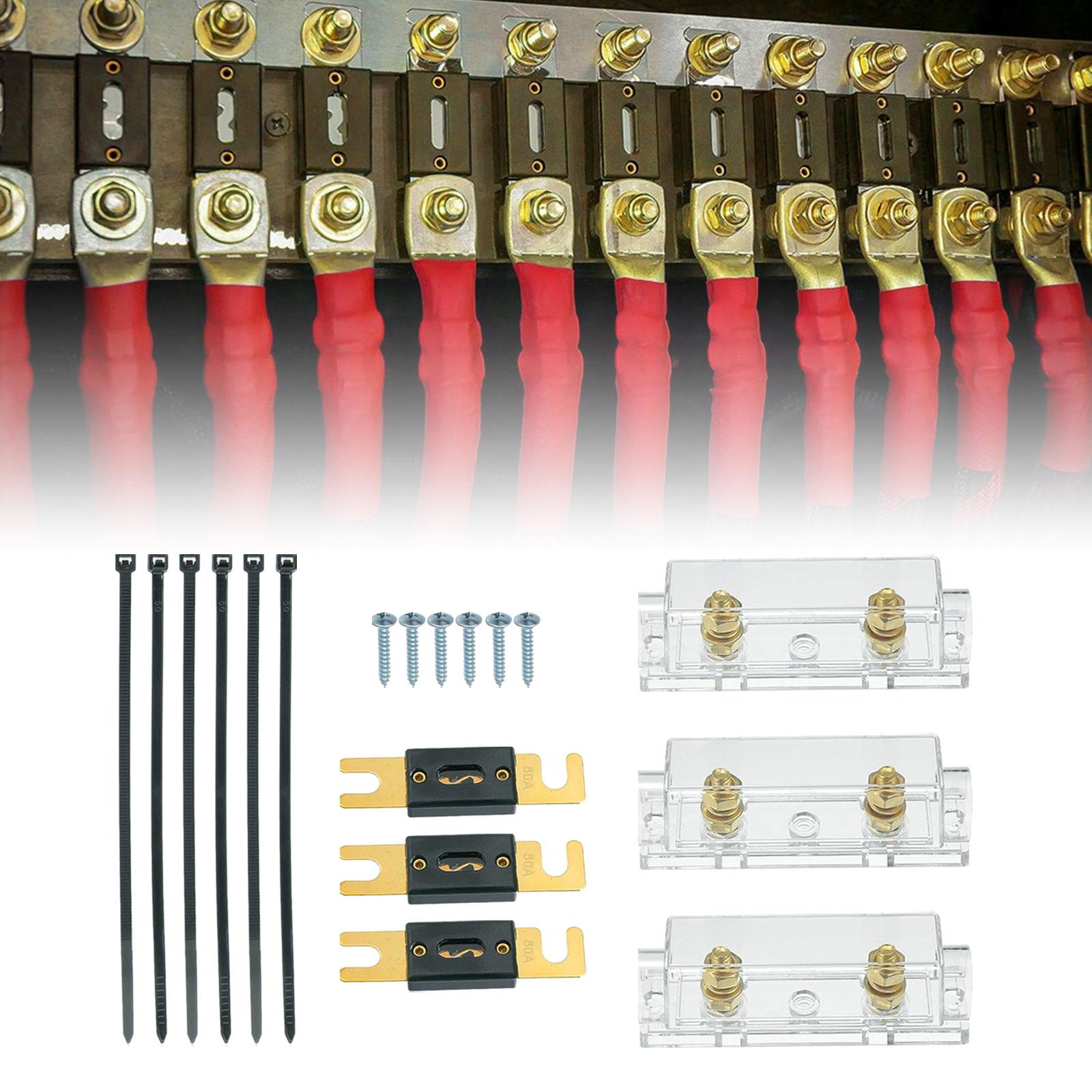 3Pcs Anl Fuse with Fuses Holders Boat Automotive Replacement Anl Fuse Holder 50A