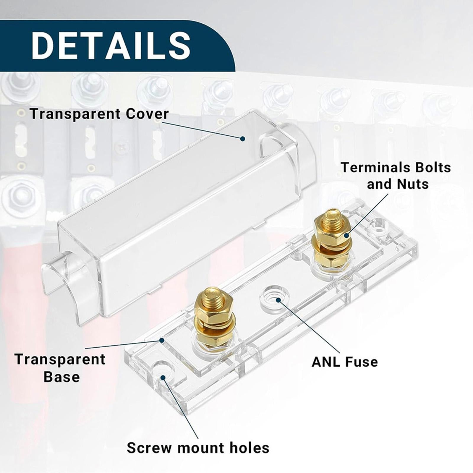3Pcs Anl Fuse with Fuses Holders Boat Automotive Replacement Anl Fuse Holder 80A