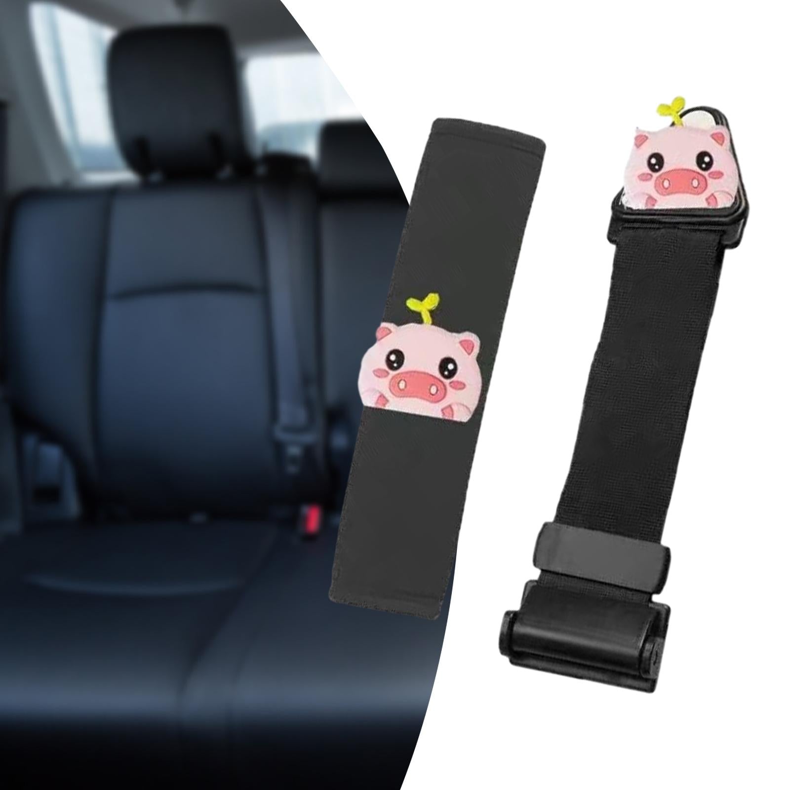 Seat Belt Adjuster Improve Driving Comfort Auto Shoulder Neck Strap Adjuster black piggy