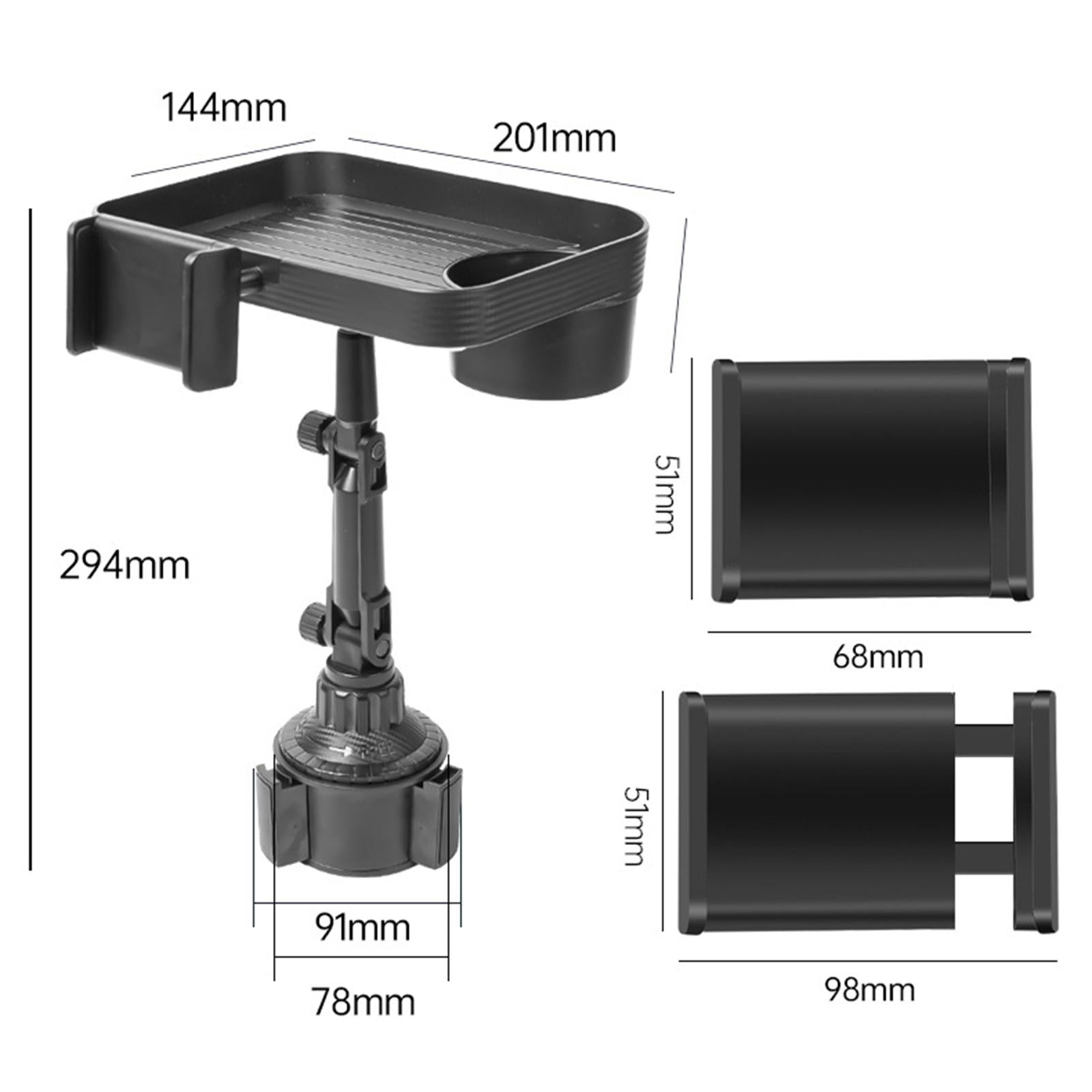 Car Cup Holder Expander Multipurpose 360° Rotating Food Table Tray