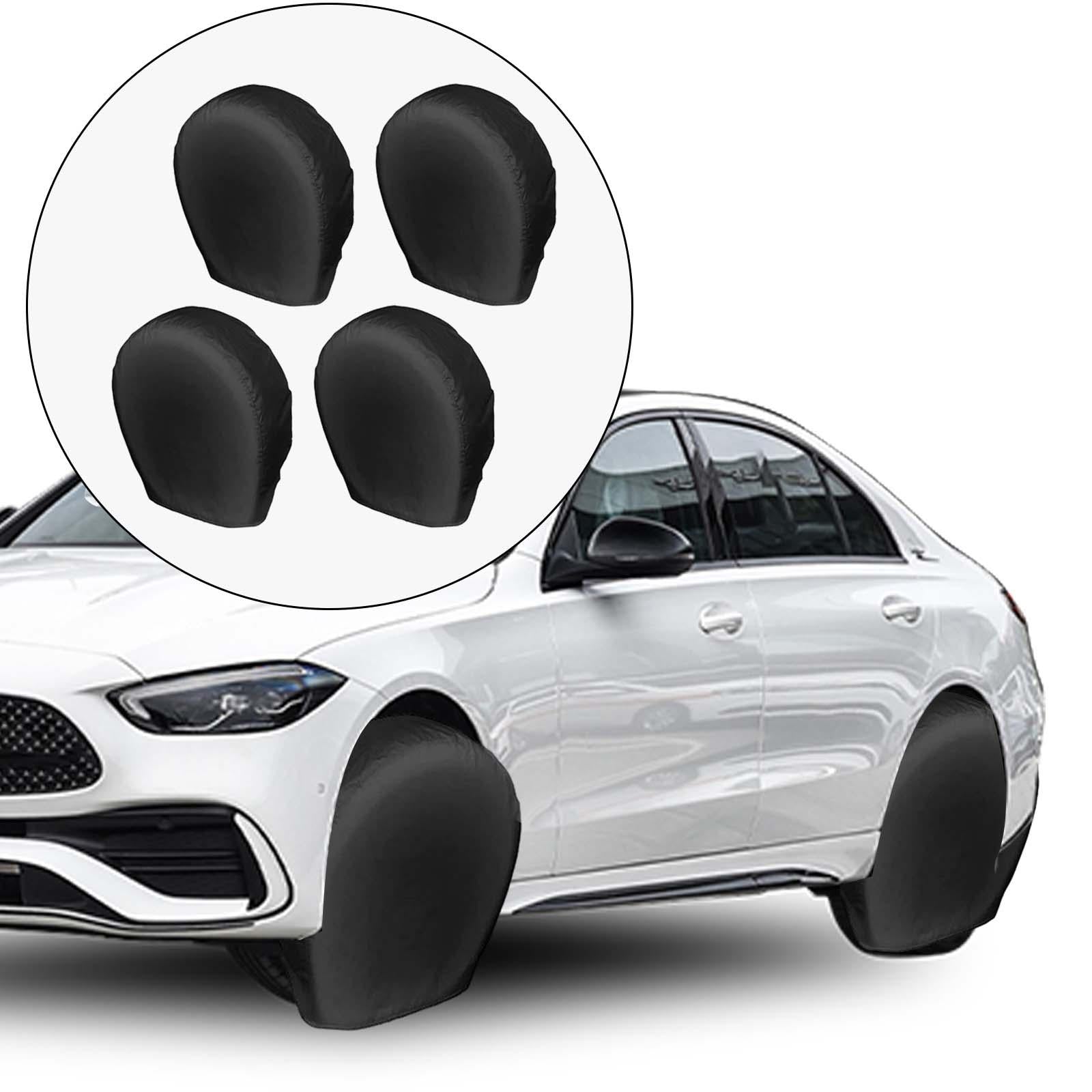 Set of 4 Spare Tire Covers Wheel Covers 210D Oxford Tear Proof Sunproof Size L Black