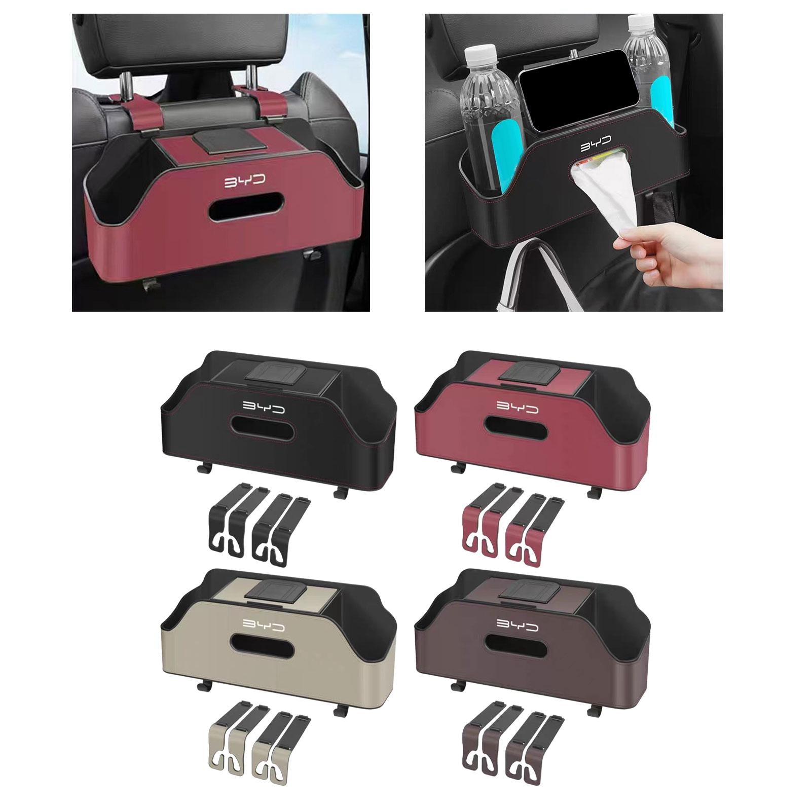 Car Back Seat Organizer Keep Tidy with Hooks Hanger Stylish Drink Cup Holder black