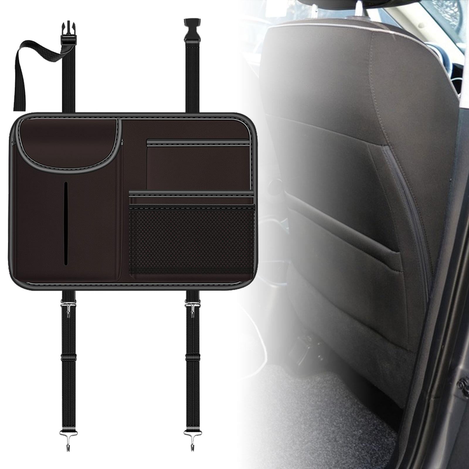 Car Backseat Organizer Storage Mesh Pocket for Umbrella Bottles Tissues Brown