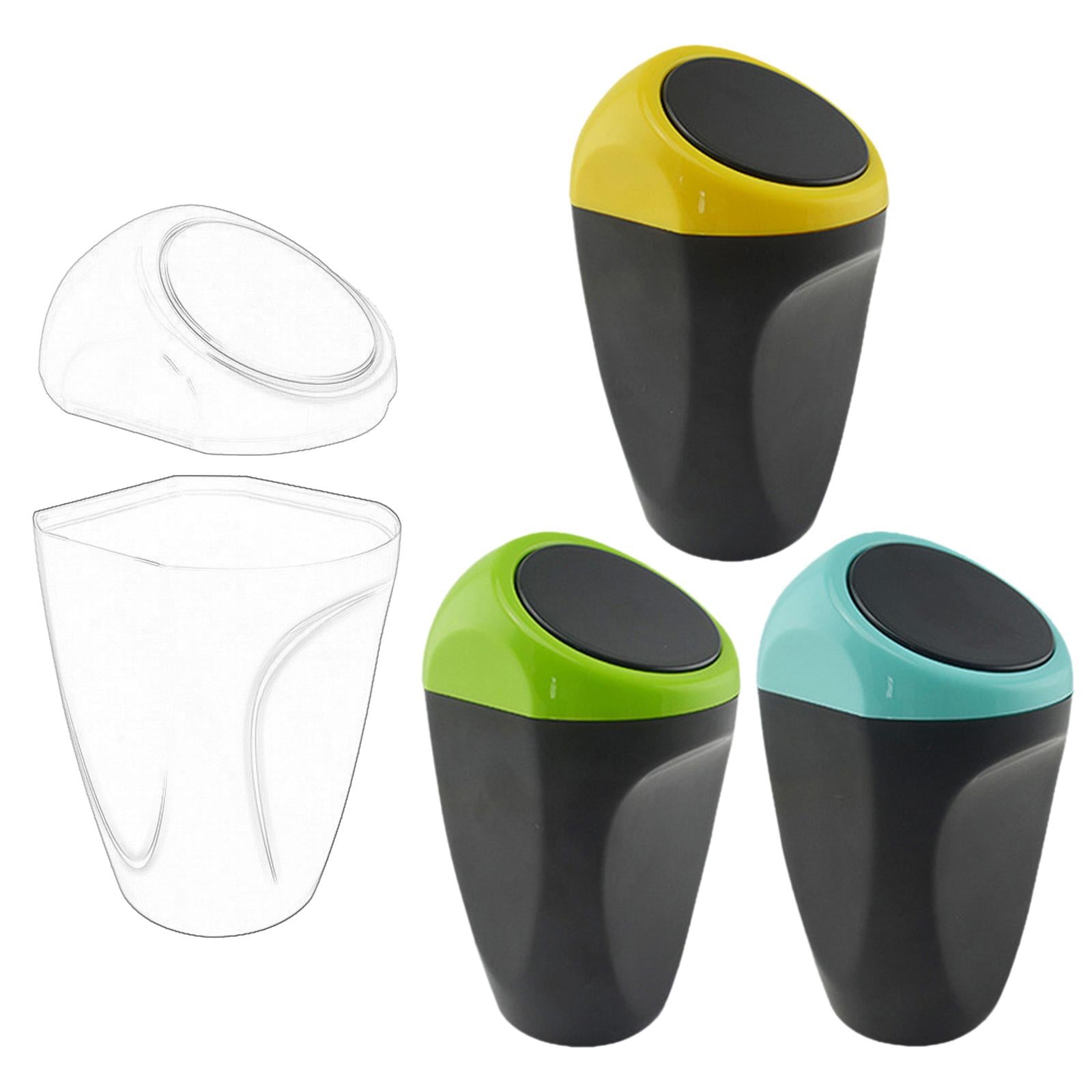 Car Dustbin Mini Garbage Bin with Press Cover for Dinning Room Durable Yellow