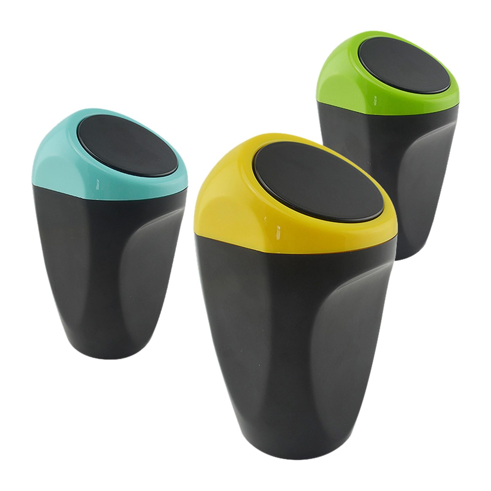 Car Dustbin Mini Garbage Bin with Press Cover for Dinning Room Durable Yellow