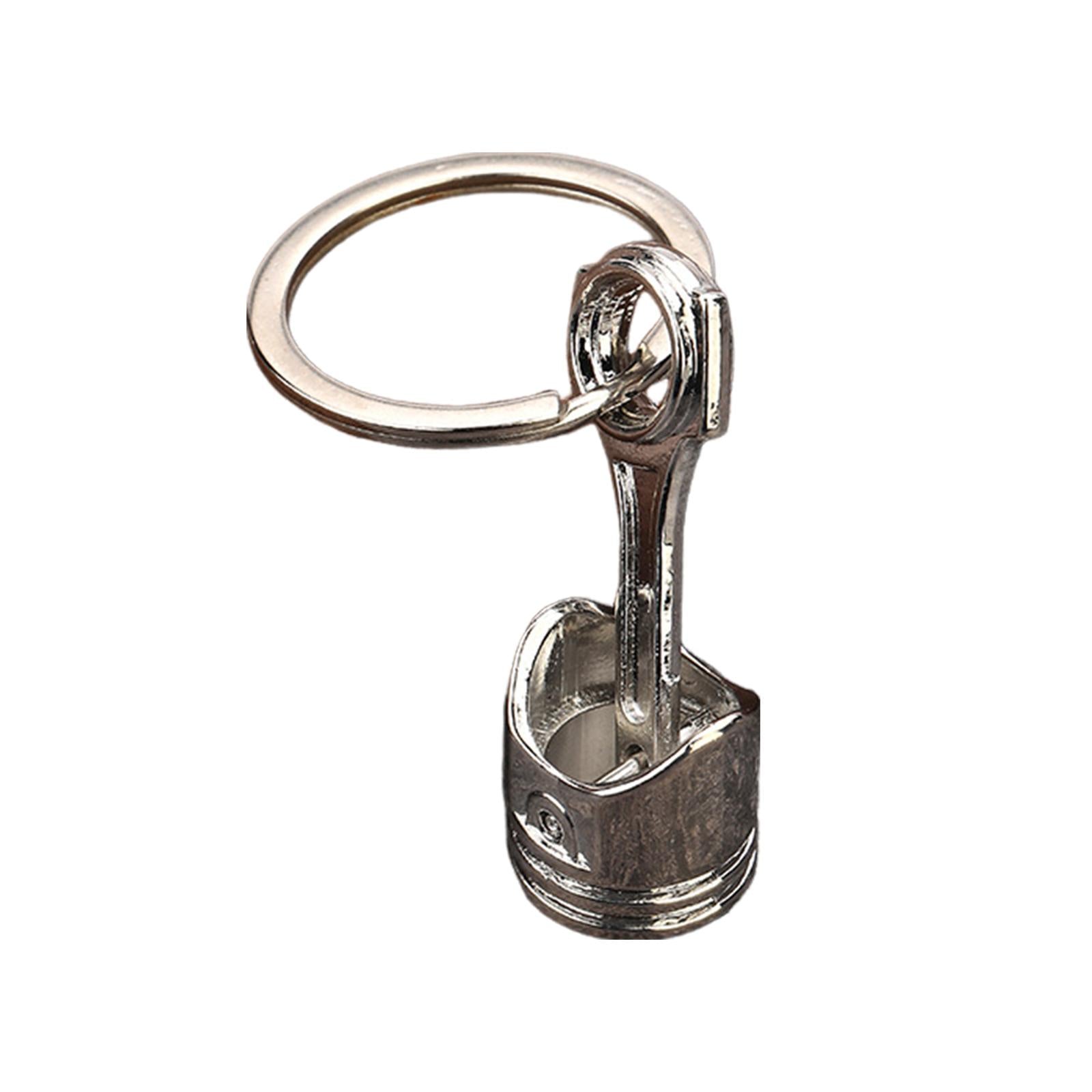 Car Engine Piston Style Keychain Key Ring Clothing Decoration Handbag Keyfob Silver
