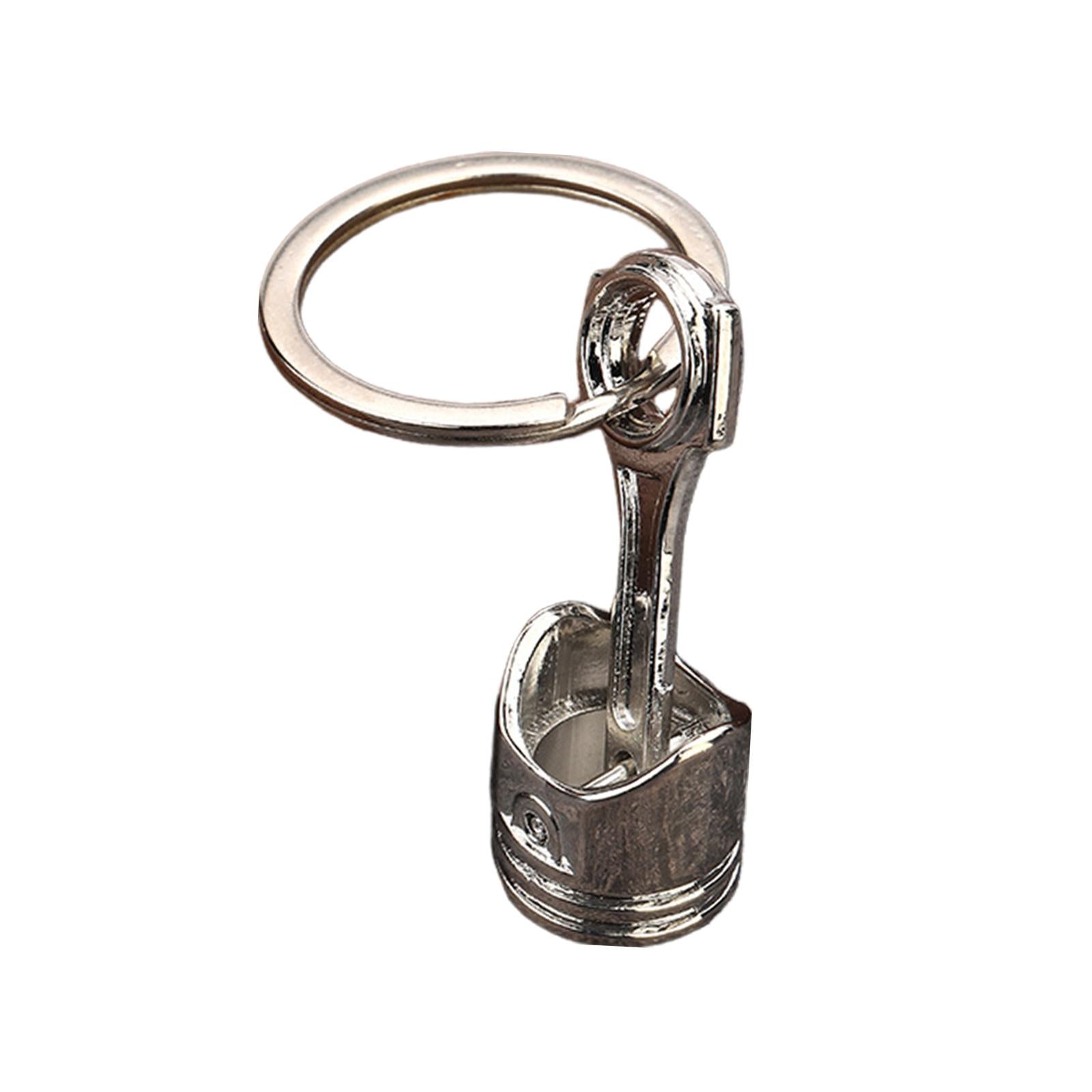 Car Engine Piston Style Keychain Key Ring Clothing Decoration Handbag Keyfob Silver