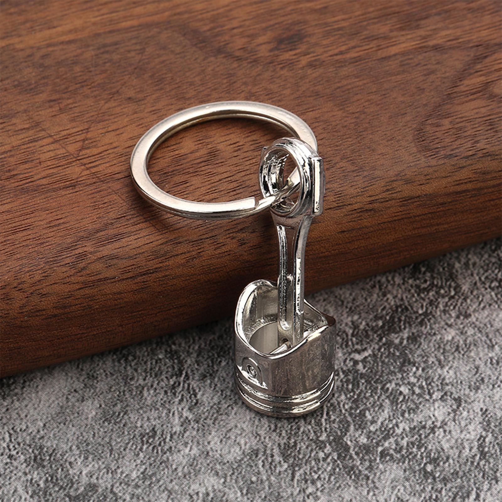Car Engine Piston Style Keychain Key Ring Clothing Decoration Handbag Keyfob Silver