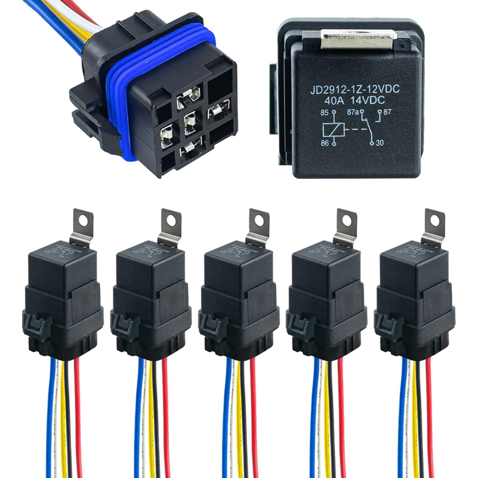 5Pcs Waterproof Relay with Harness Repair Parts Easy to Use Automotive Relay 24VDC 4 pin