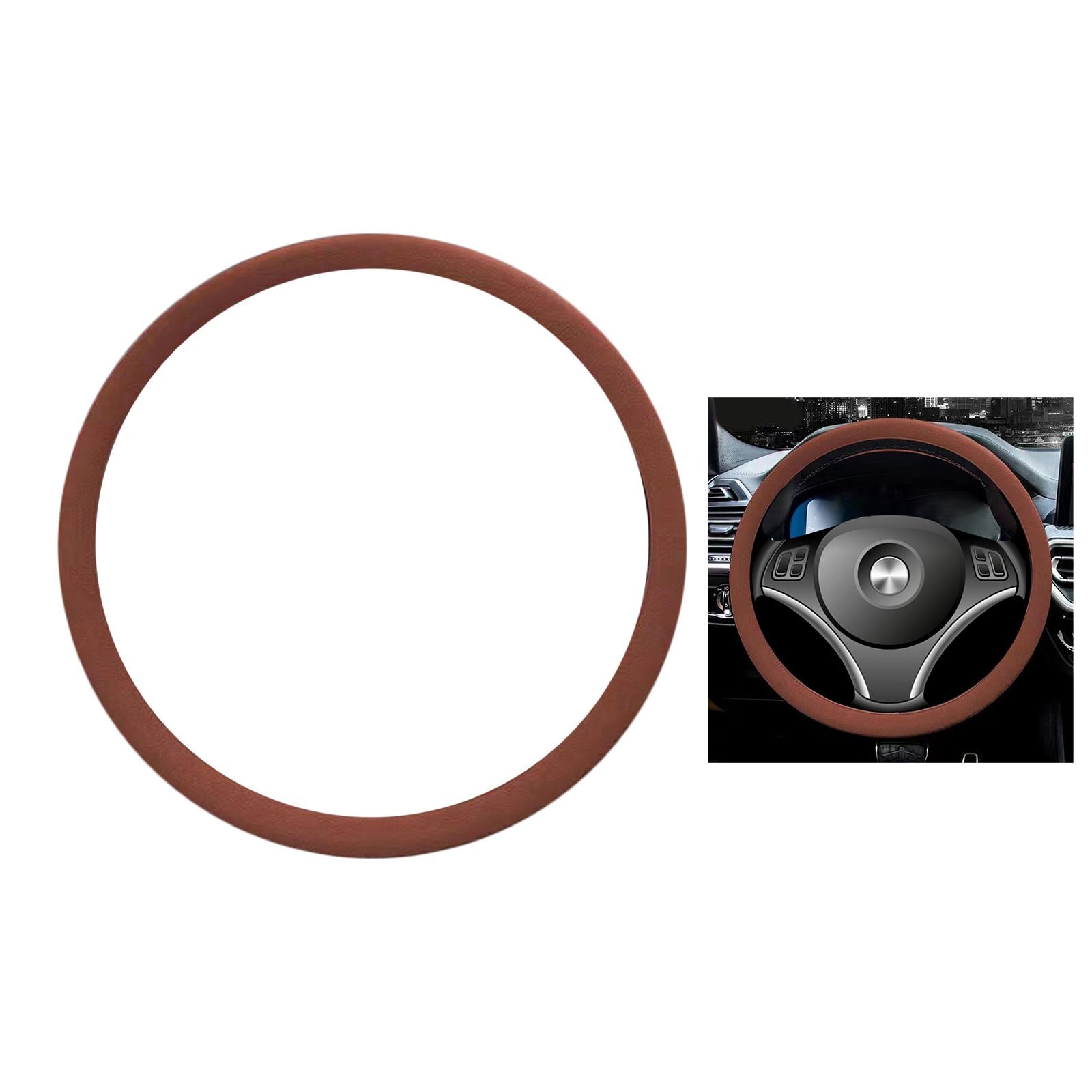 Car Steering Wheel Cover for Steering Wheel Diameter 32cm to 40cm Protection Coffee