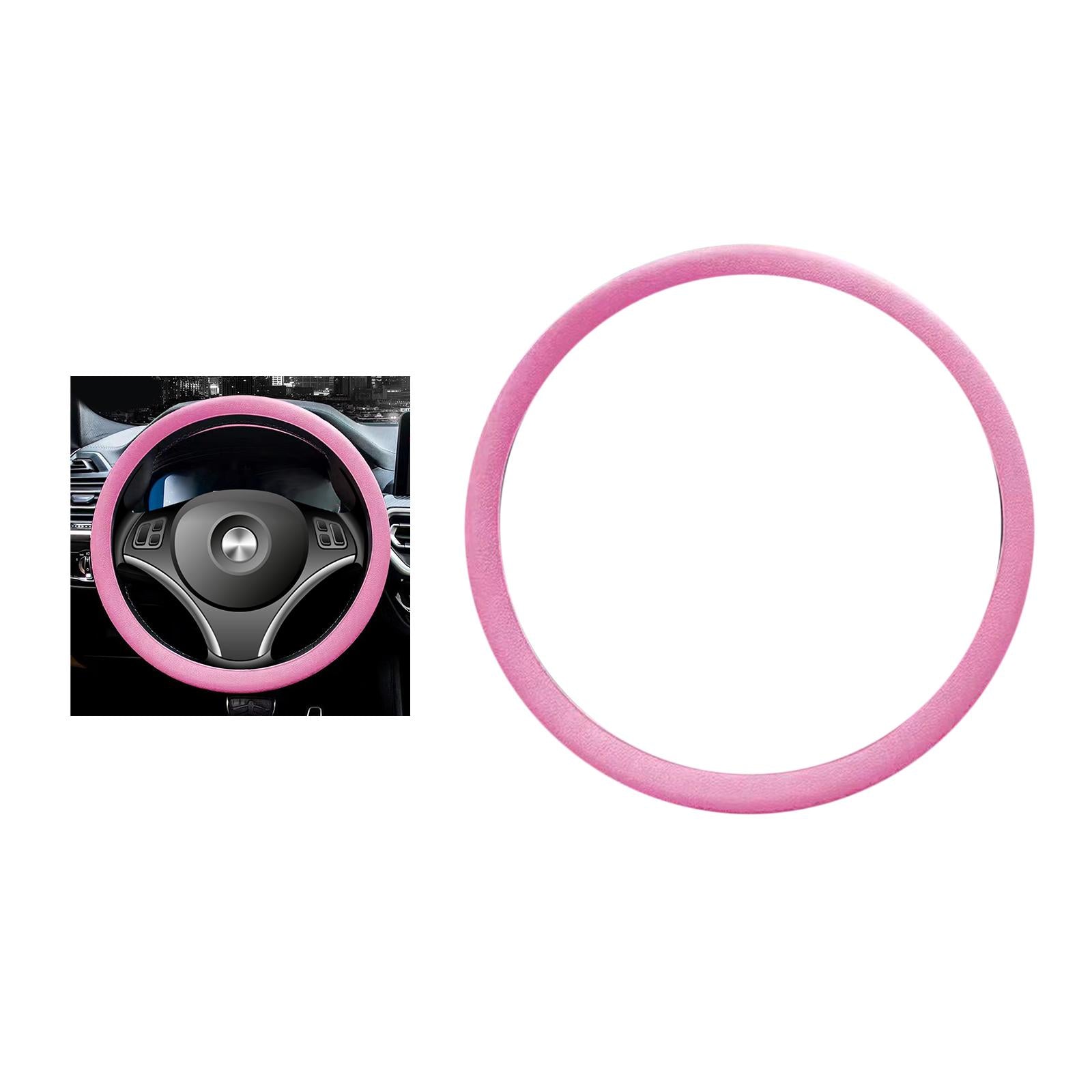 Car Steering Wheel Cover for Steering Wheel Diameter 32cm to 40cm Protection Pink