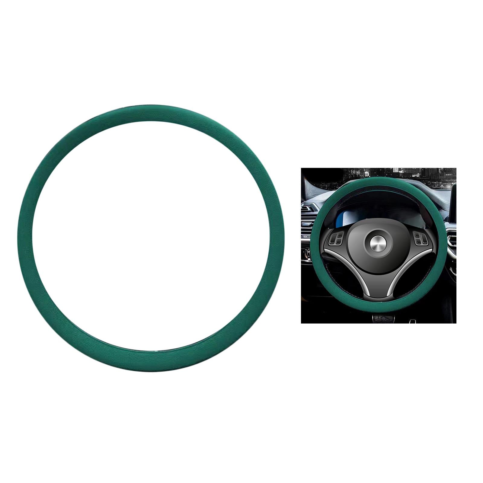 Car Steering Wheel Cover for Steering Wheel Diameter 32cm to 40cm Protection Deep Green