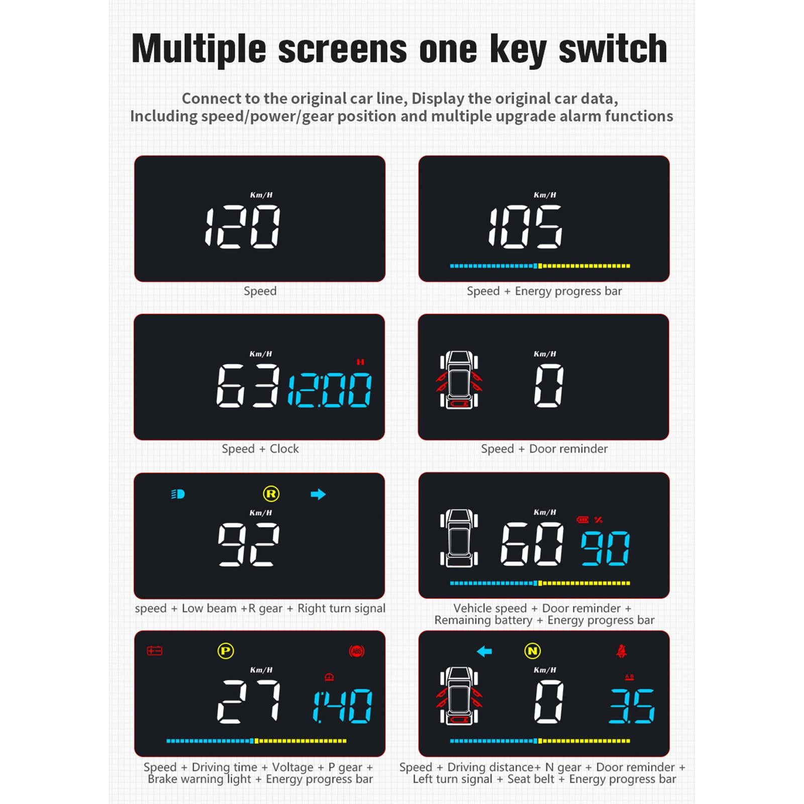 Car Head up Display Multifunctional Speed for Model Y Car Outside
