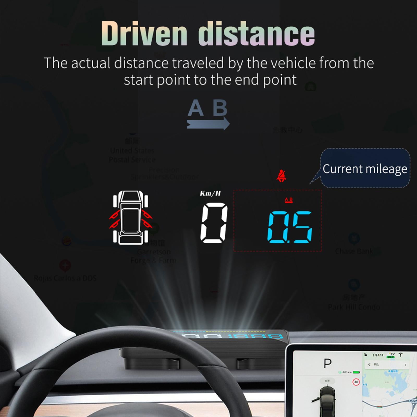 Car Head up Display Multifunctional Speed for Model Y Car Outside