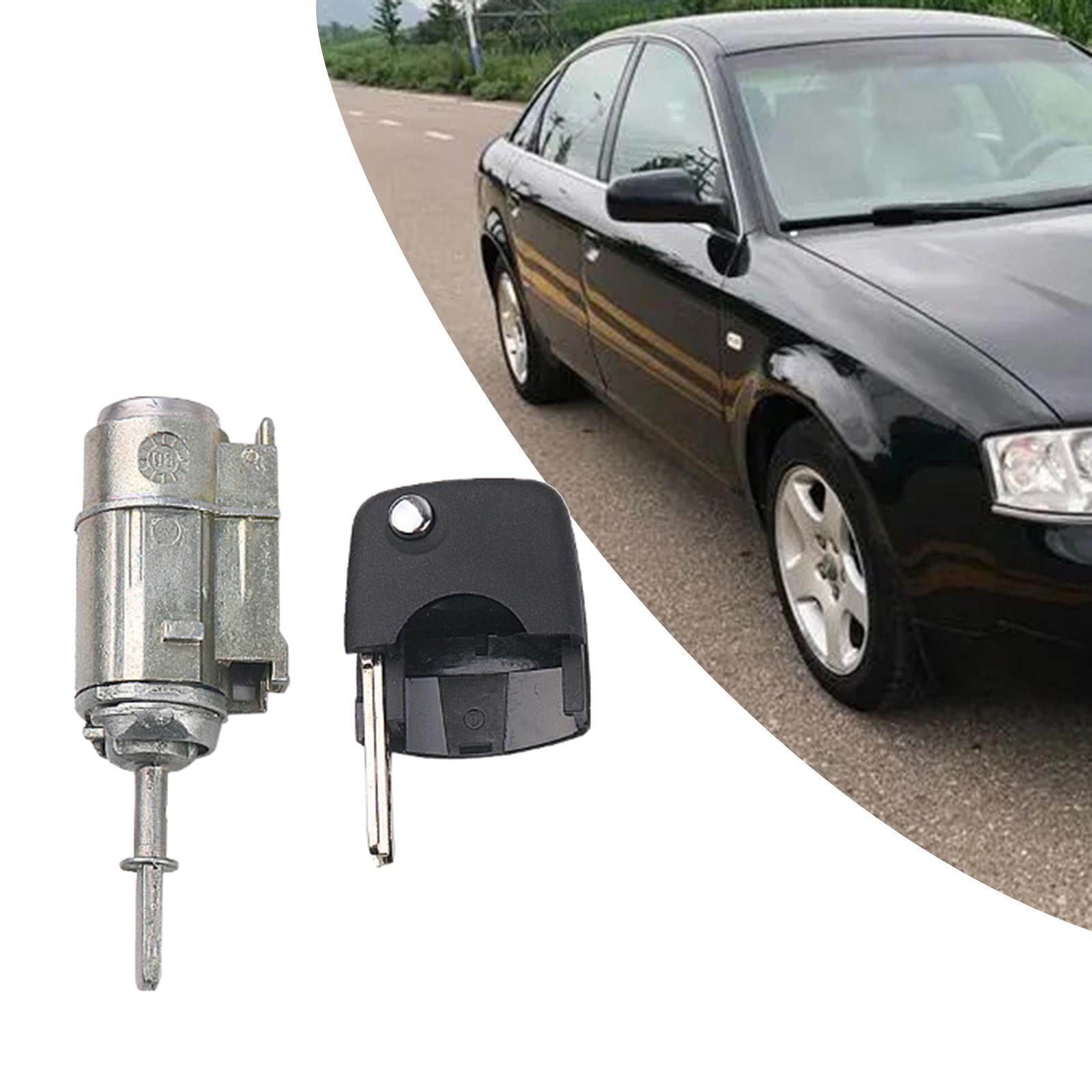 Left Door Lock Cylinder with Key Metal High Performance for Audi A6 A6L Folding Key