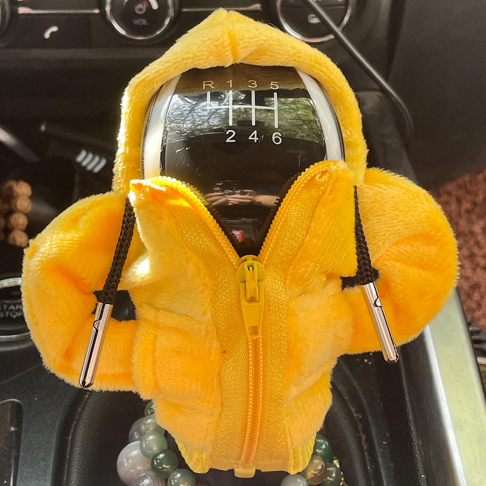 Car Gear Shift Cover Hoodie Soft Funny Fashion Unique Car Shifter Knob Cover Yellow