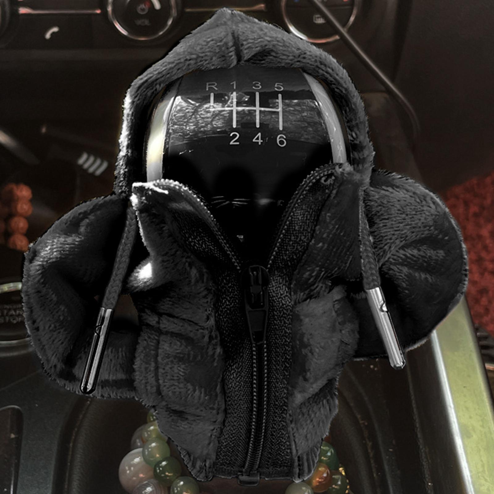 Car Gear Shift Cover Hoodie Soft Funny Fashion Unique Car Shifter Knob Cover Black