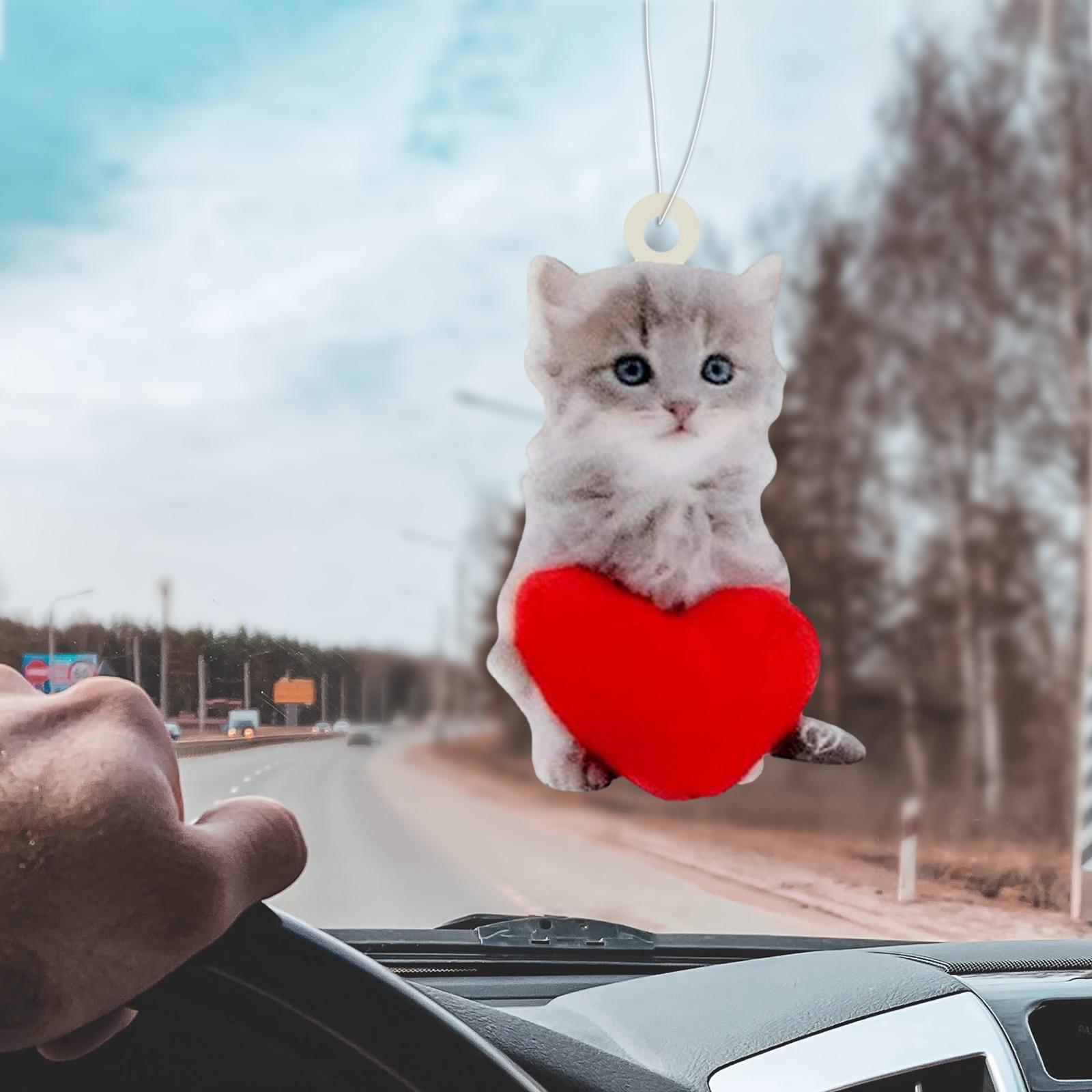 Lovely Cat Car Rear View Mirror Hanging Pendant for Office Desk Durable