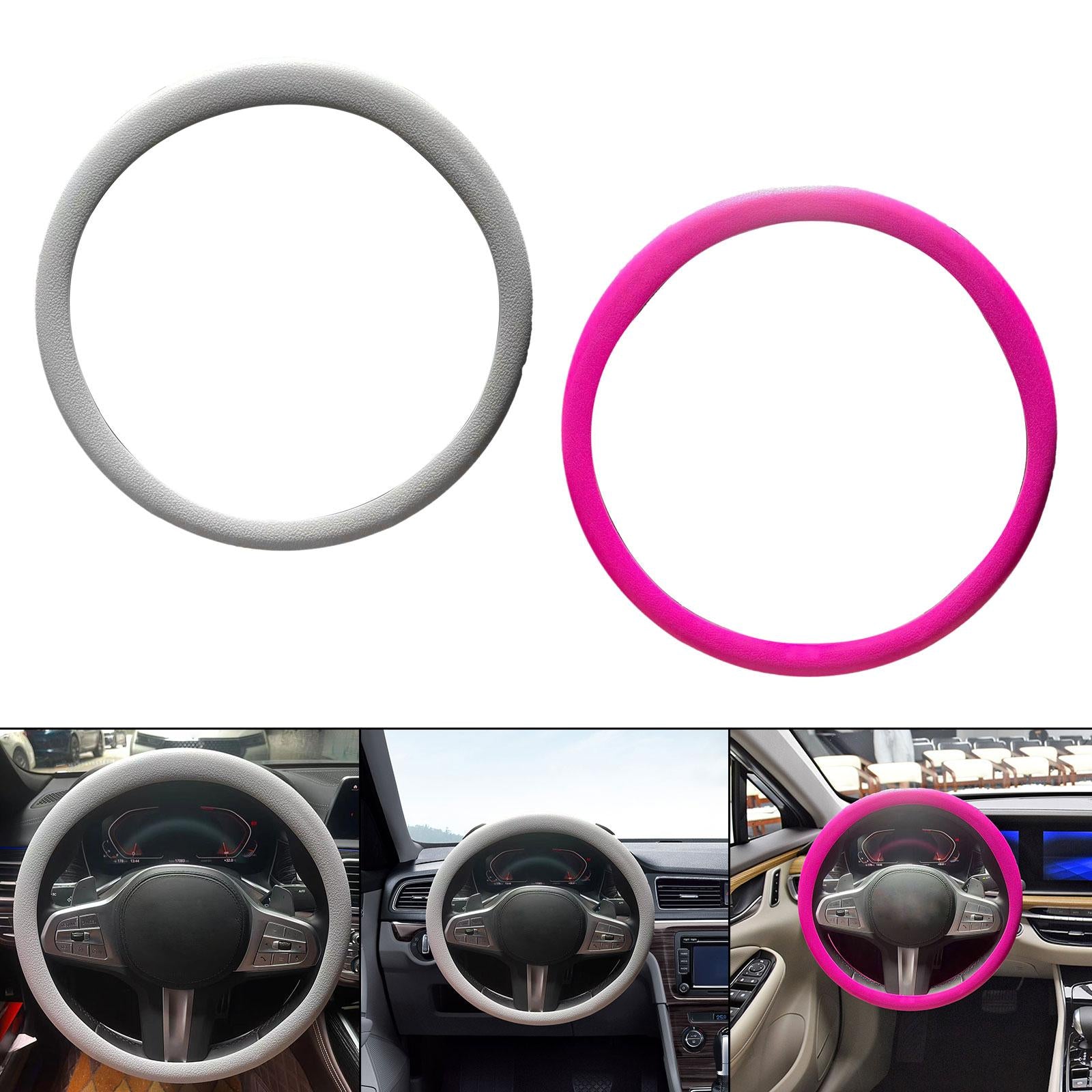 Car Steering Wheel Cover Decor Anti Slip Universal Protective Cover White