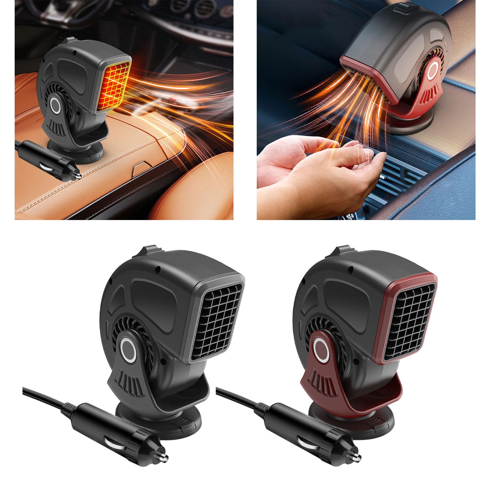 12V Car Heater Heating and Cooling 2 in 1 Compact Rotatable Defrost Defogger Black