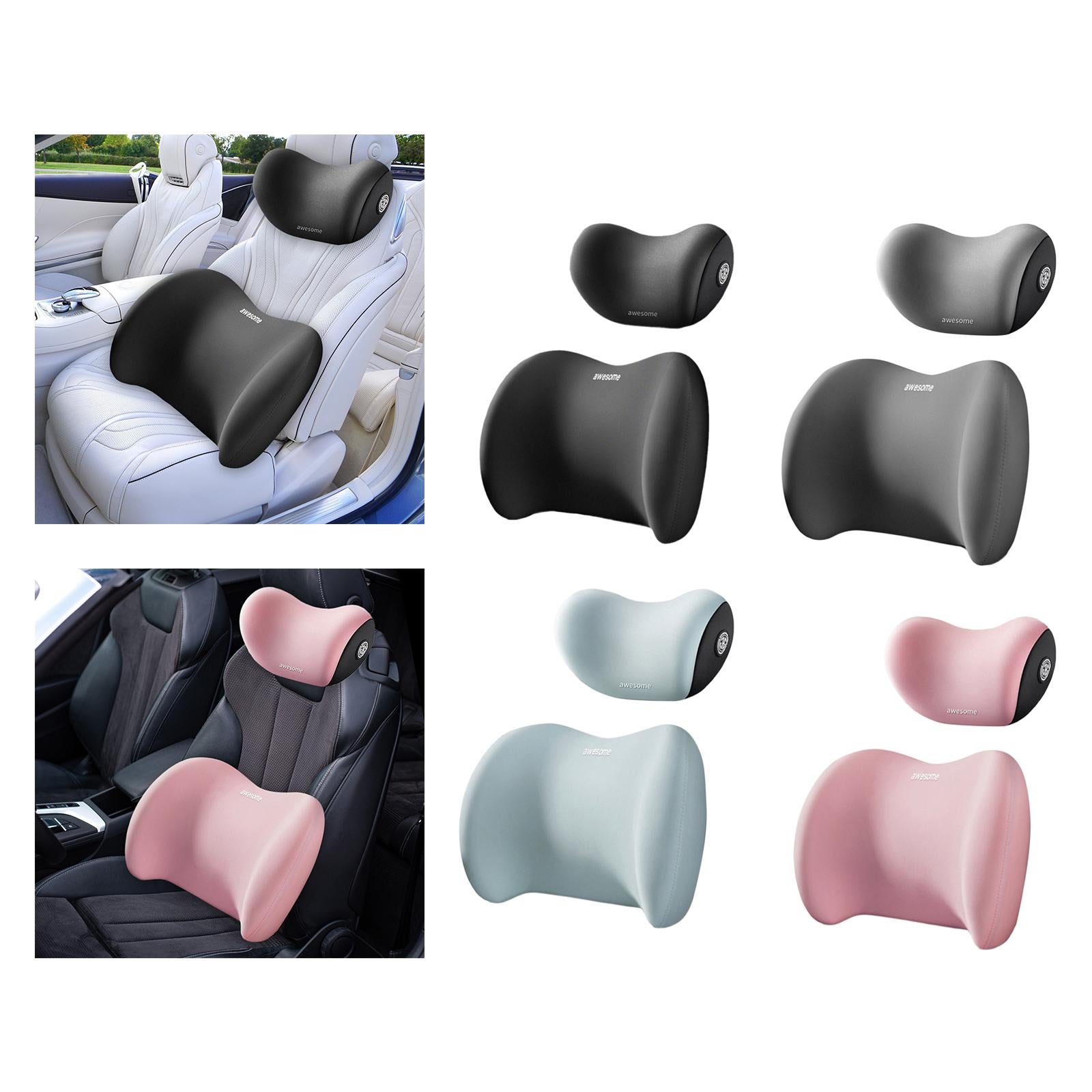 Car Neck Support Pillow and Waist Back Pillow Set for Neck Back Sturdy Black