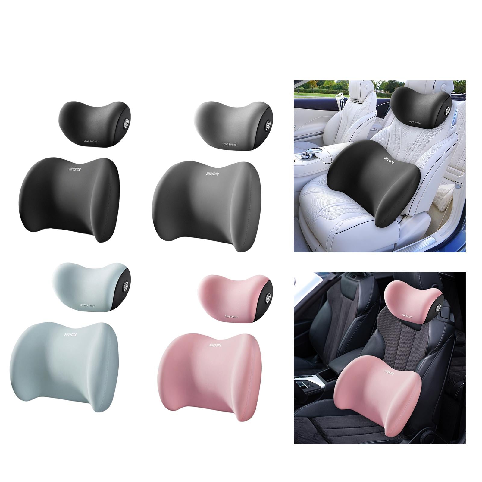 Car Neck Support Pillow and Waist Back Pillow Set for Neck Back Sturdy Black