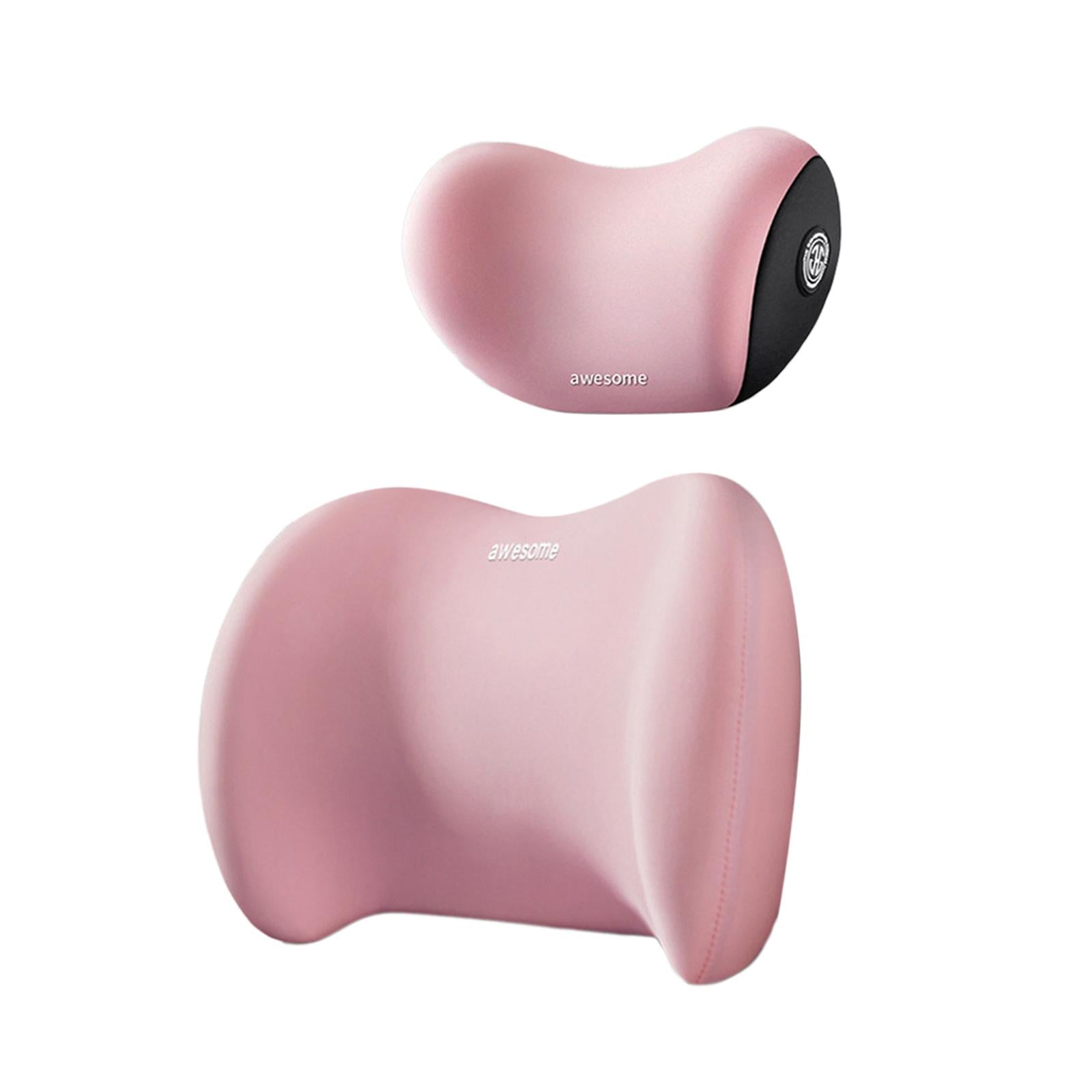Car Neck Support Pillow and Waist Back Pillow Set for Neck Back Sturdy Pink