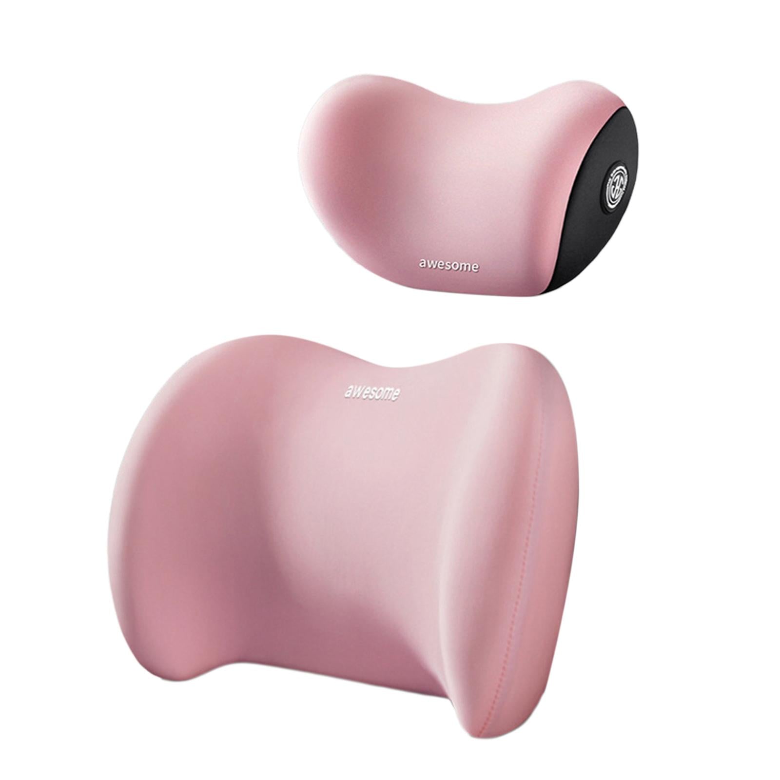Car Neck Support Pillow and Waist Back Pillow Set for Neck Back Sturdy Pink