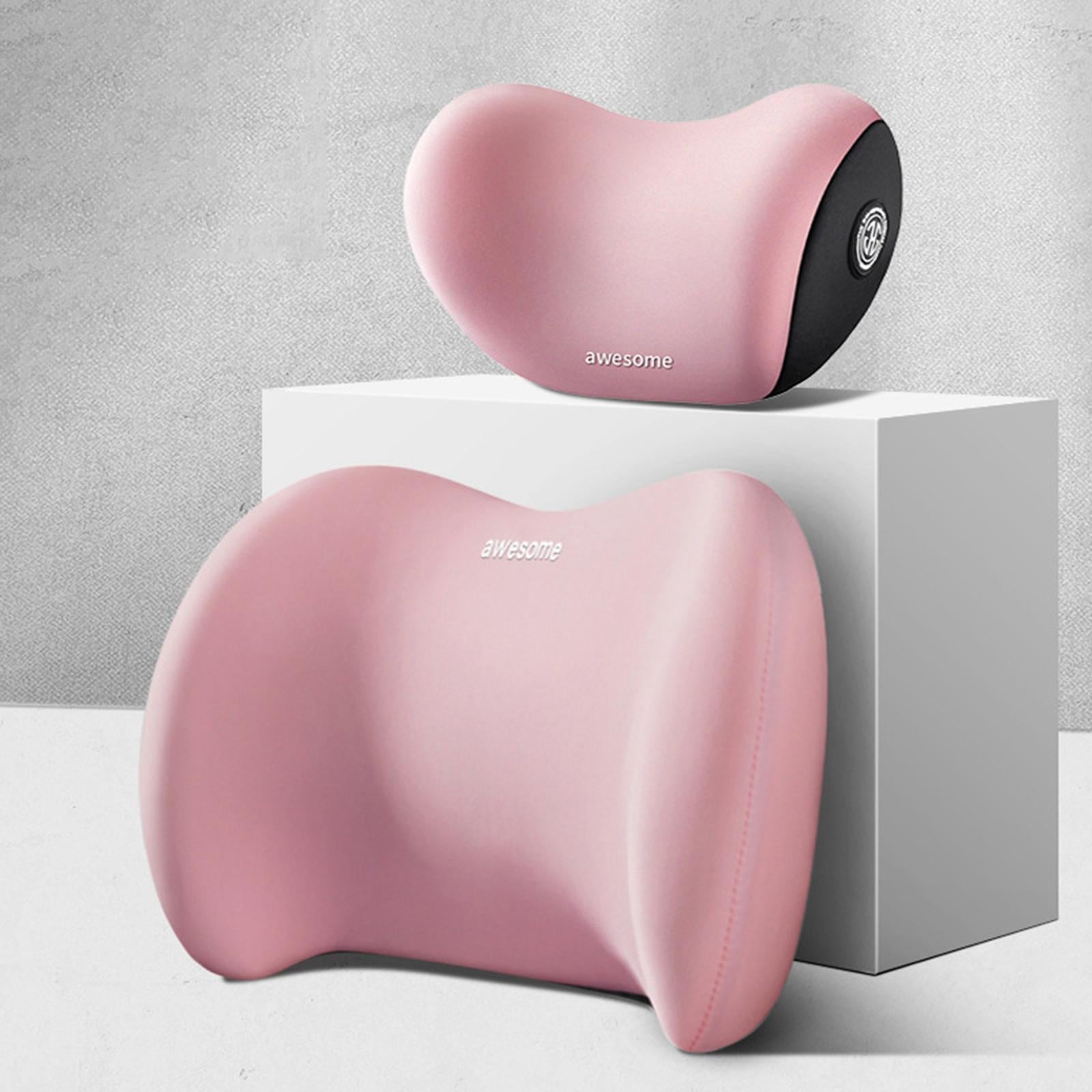 Car Neck Support Pillow and Waist Back Pillow Set for Neck Back Sturdy Pink