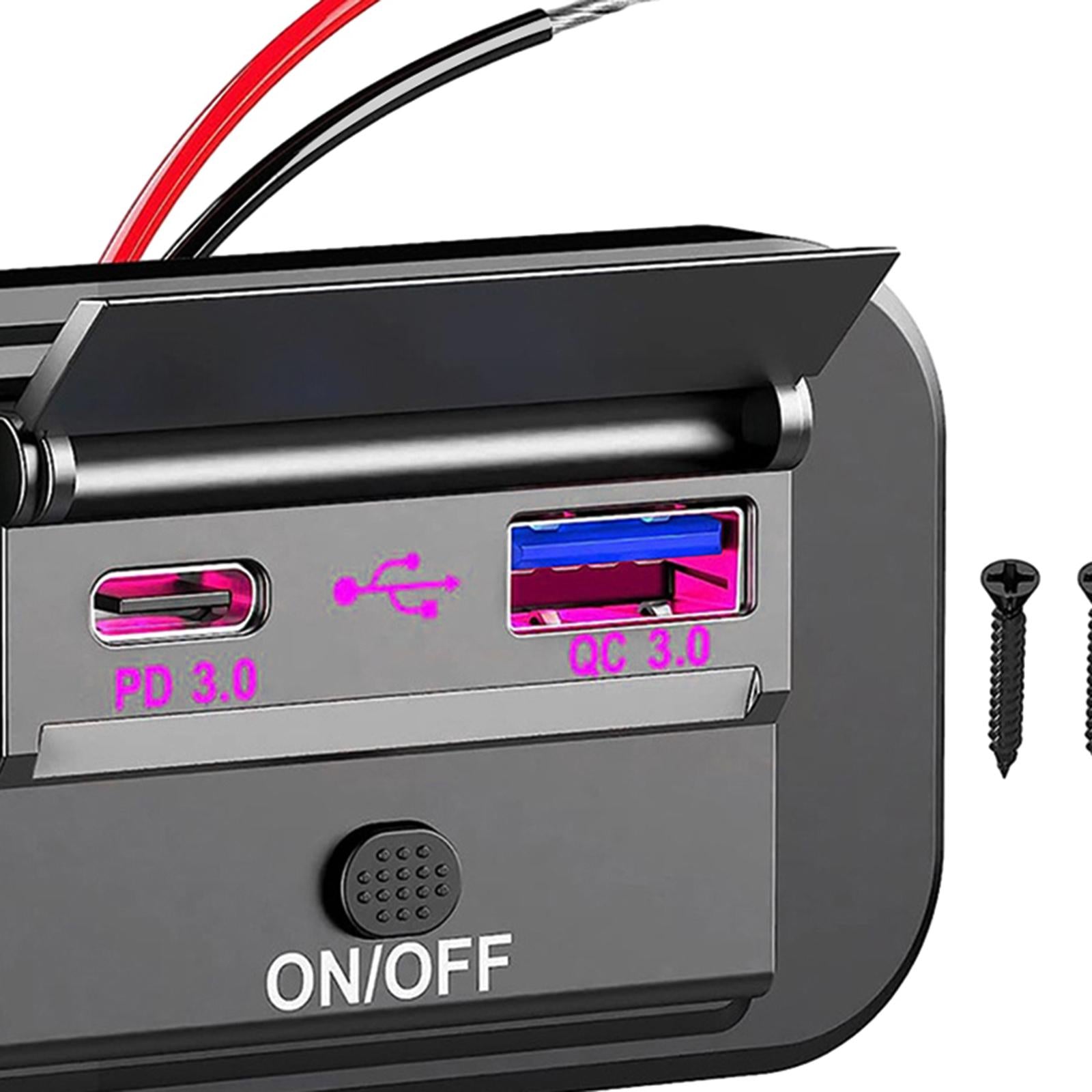 Dual USB Phone Charger Adapter Universal QC3.0 PD3.0 for RV Boat Trucks Red
