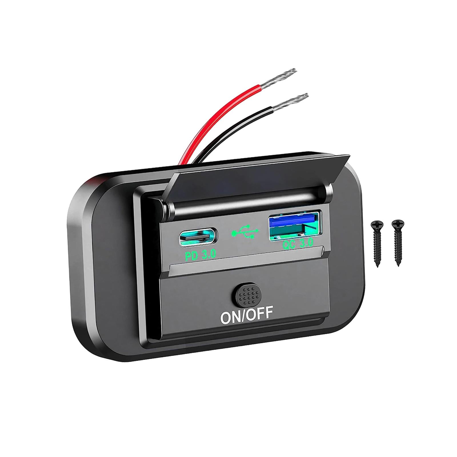 Dual USB Phone Charger Adapter Universal QC3.0 PD3.0 for RV Boat Trucks Green