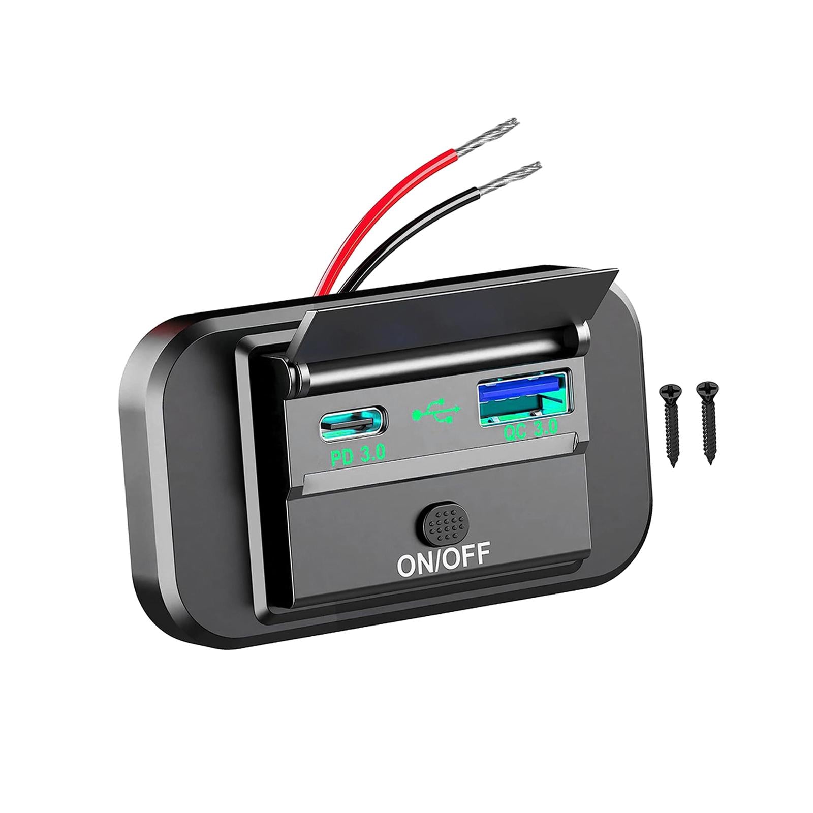 Dual USB Phone Charger Adapter Universal QC3.0 PD3.0 for RV Boat Trucks Green