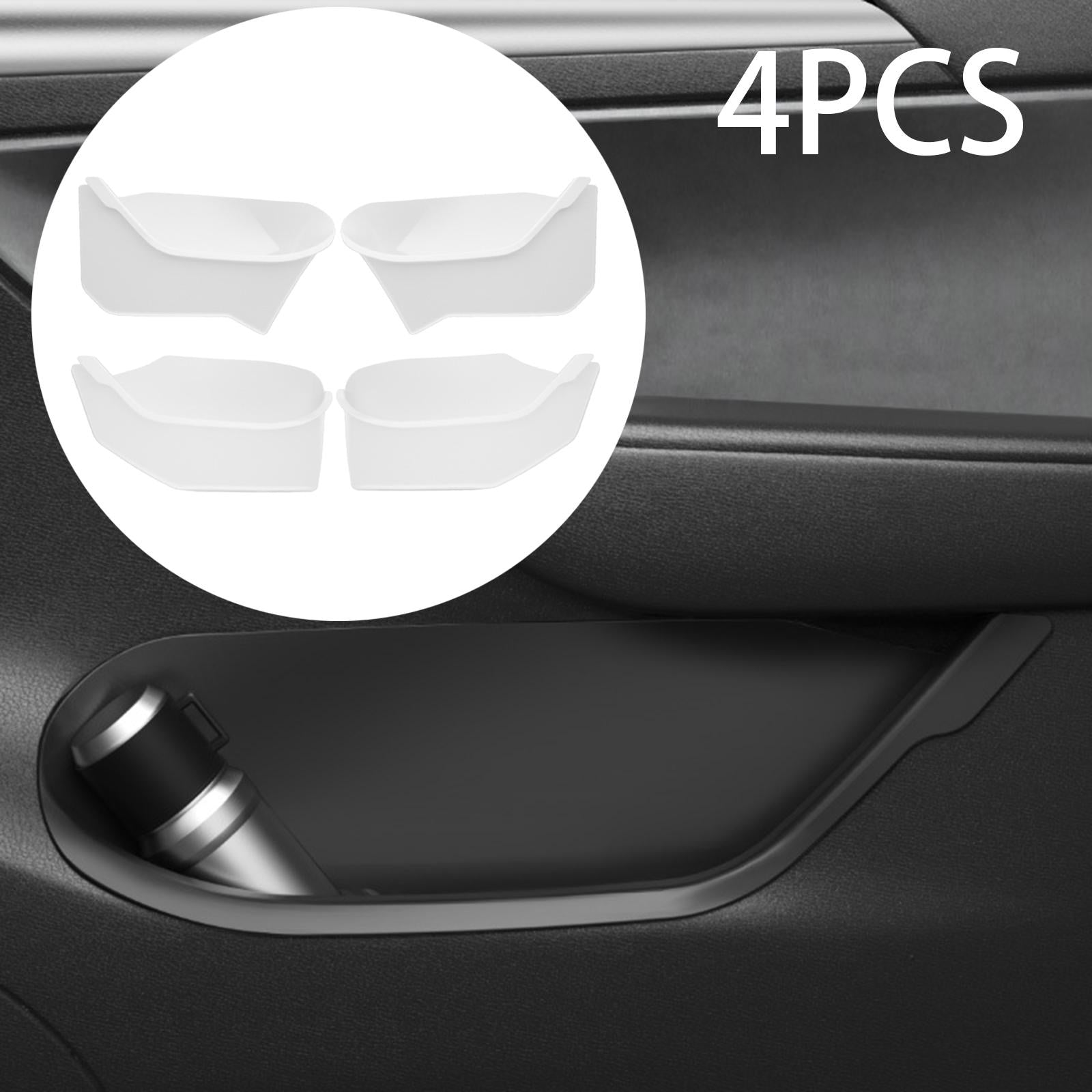 Set of 4 Door Side Tray Organizer Accessory for Tesla Model Y 2020-2023 White