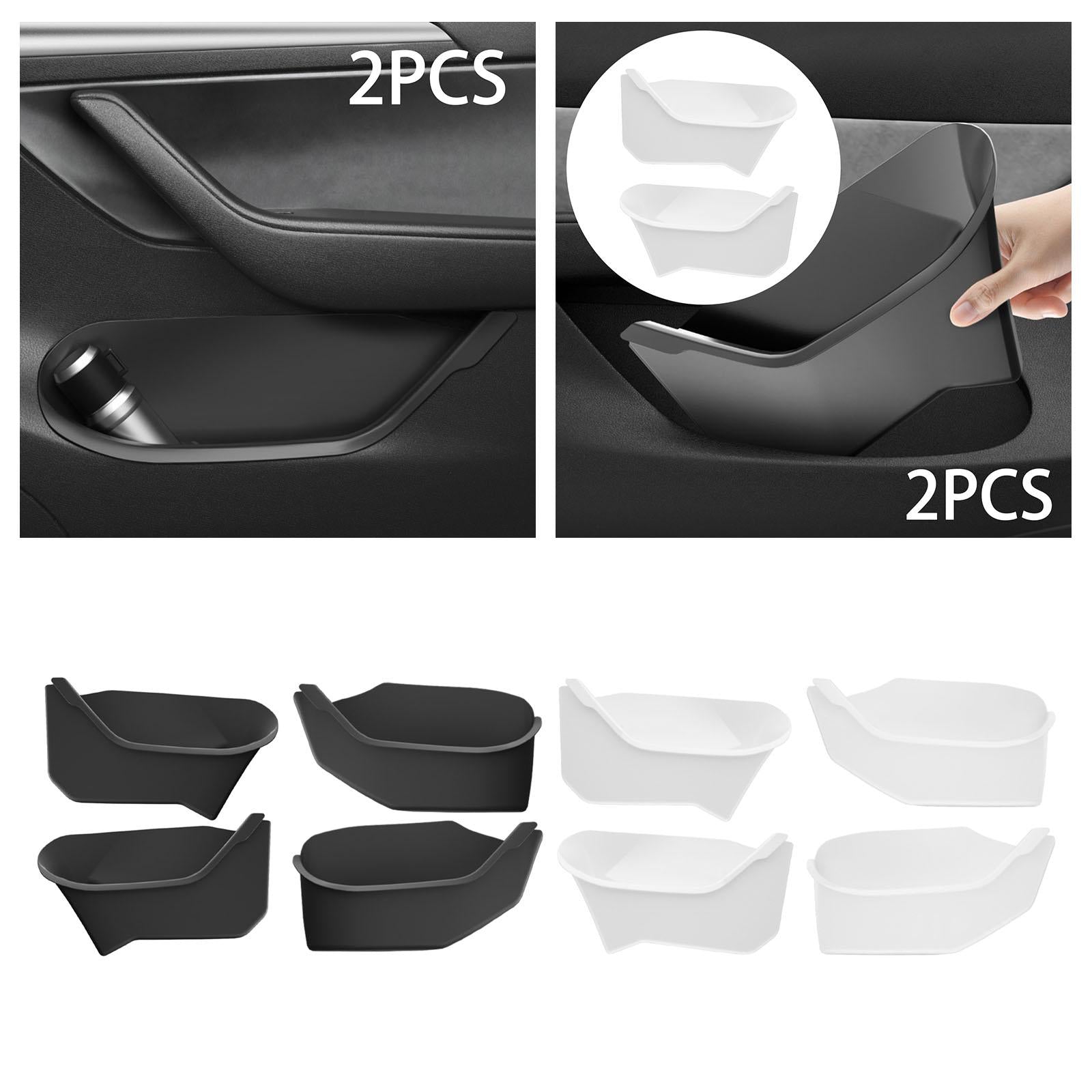 2 Pieces Door Side Storage Tray Box for Tesla Model Y 2020-2023 Durable Black Front