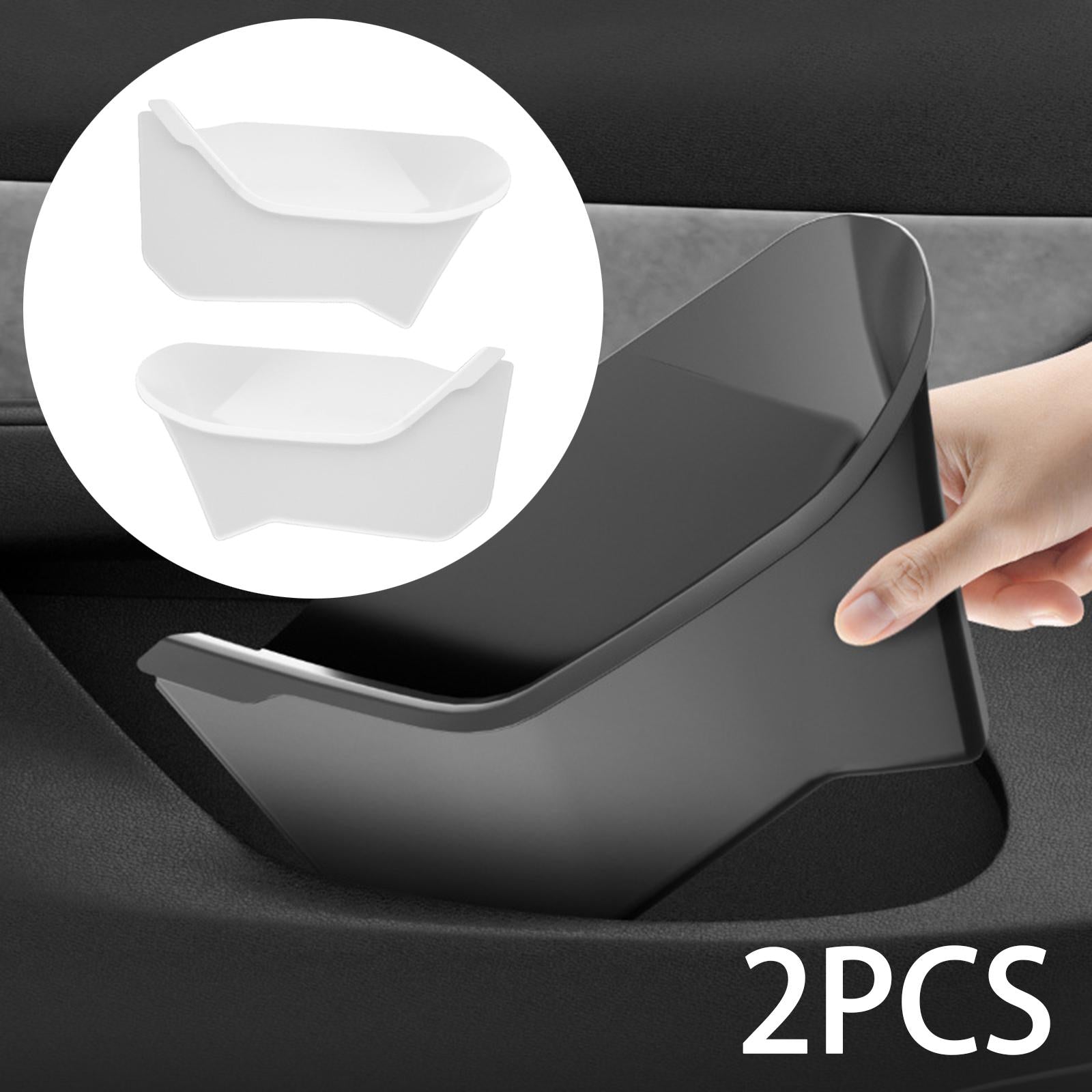 2 Pieces Door Side Storage Tray Box for Tesla Model Y 2020-2023 Durable White Front