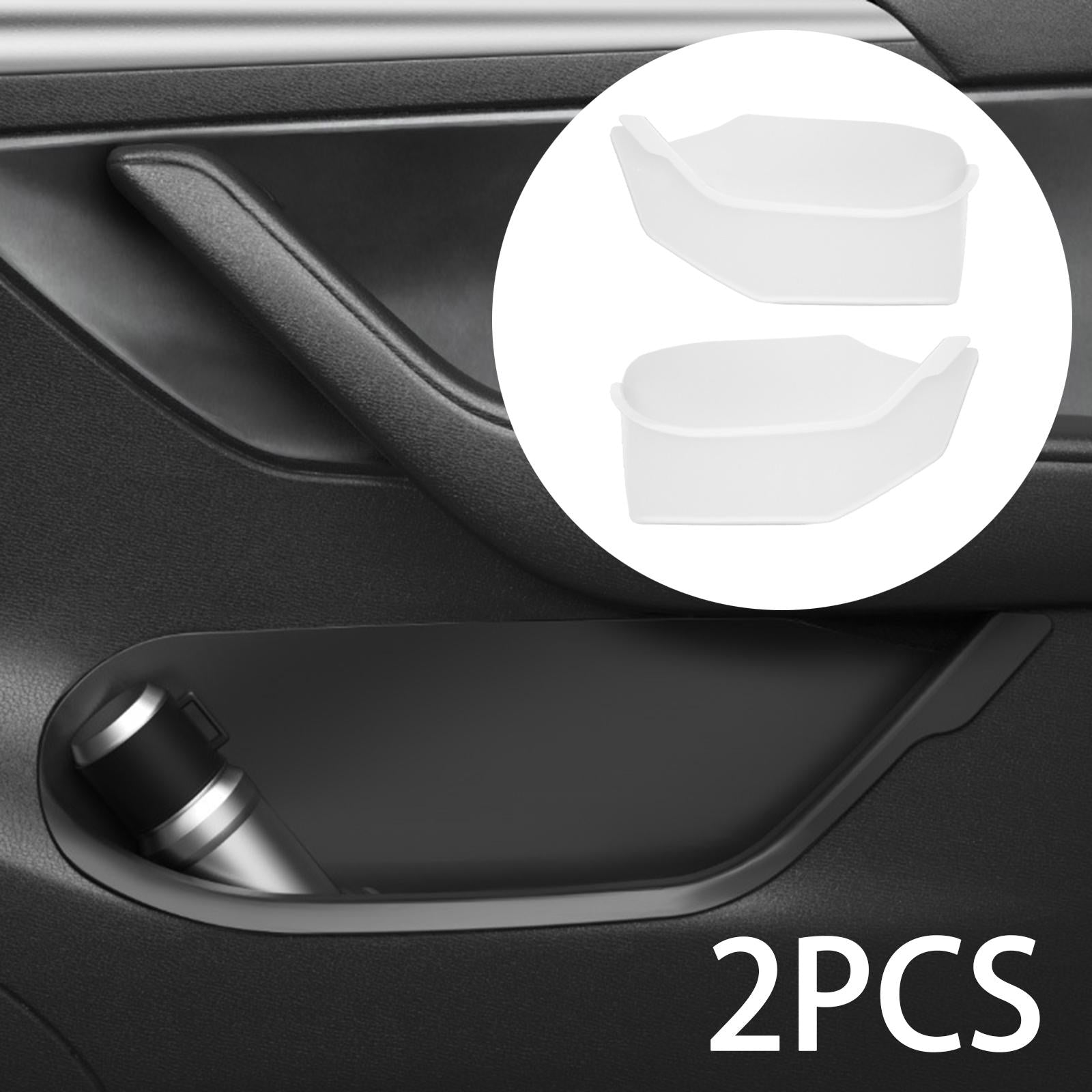 2 Pieces Door Side Storage Tray Box for Tesla Model Y 2020-2023 Durable White Rear