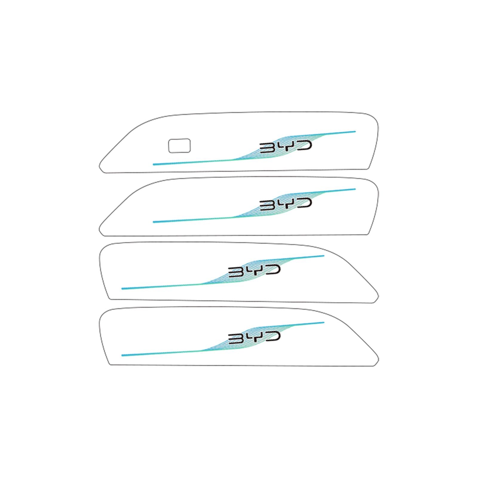 4 Pieces Car Door Handle Cover Stickers Auto Parts for Byd Dolphin 2023 Black Blue