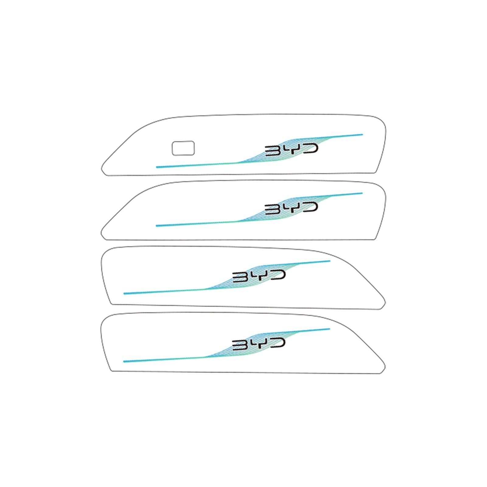 4 Pieces Car Door Handle Cover Stickers Auto Parts for Byd Dolphin 2023 Black Blue