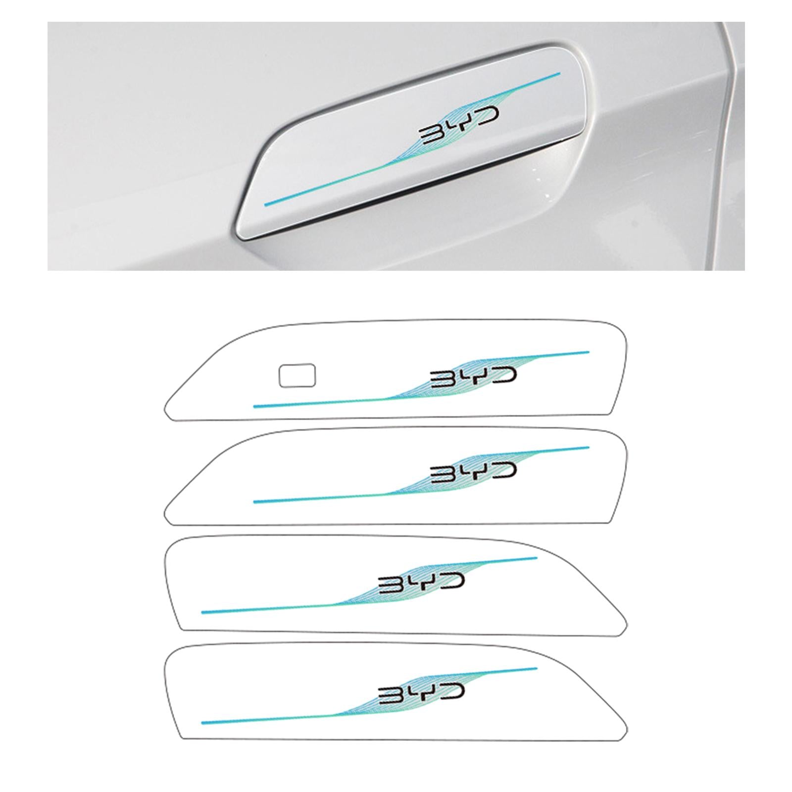 4 Pieces Car Door Handle Cover Stickers Auto Parts for Byd Dolphin 2023 Black Blue