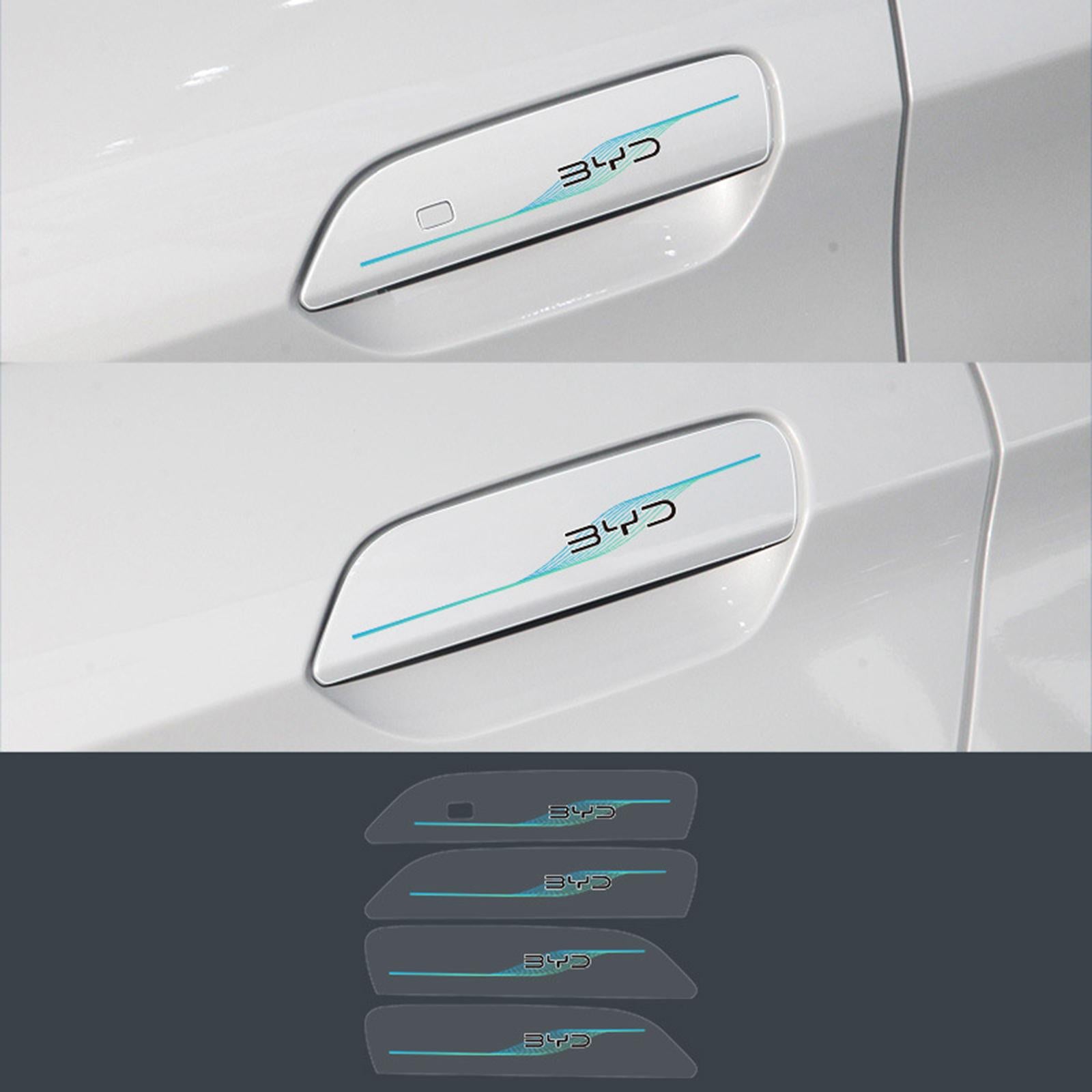 4 Pieces Car Door Handle Cover Stickers Auto Parts for Byd Dolphin 2023 Black Blue