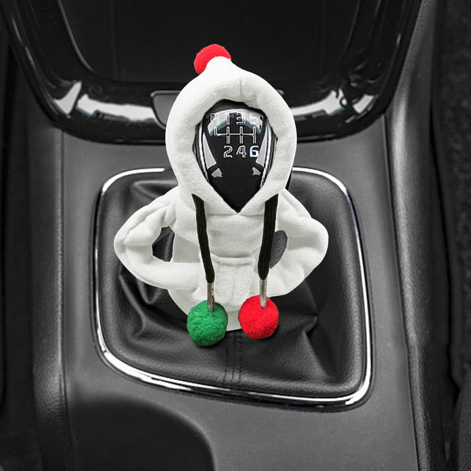 Car Shifter Knob Cover Hoodie Sweatshirt Universal Knob Gear Stick Protector White