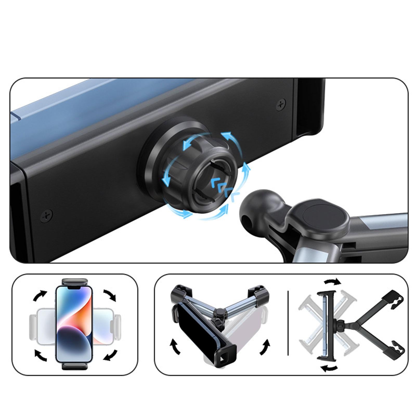 Car Tablet Headrest Mounts Stretchable Angle Adjustable for Kids Grey