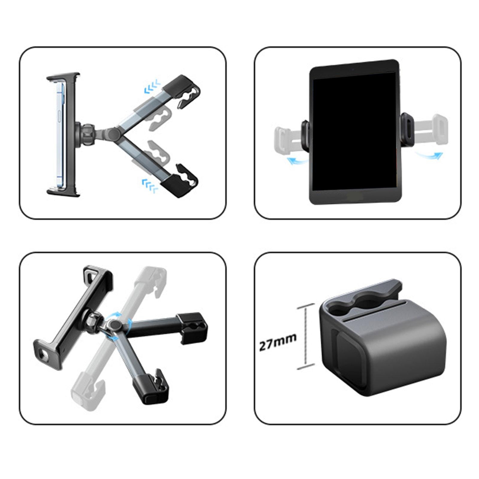 Car Tablet Headrest Mounts Stretchable Angle Adjustable for Kids Grey