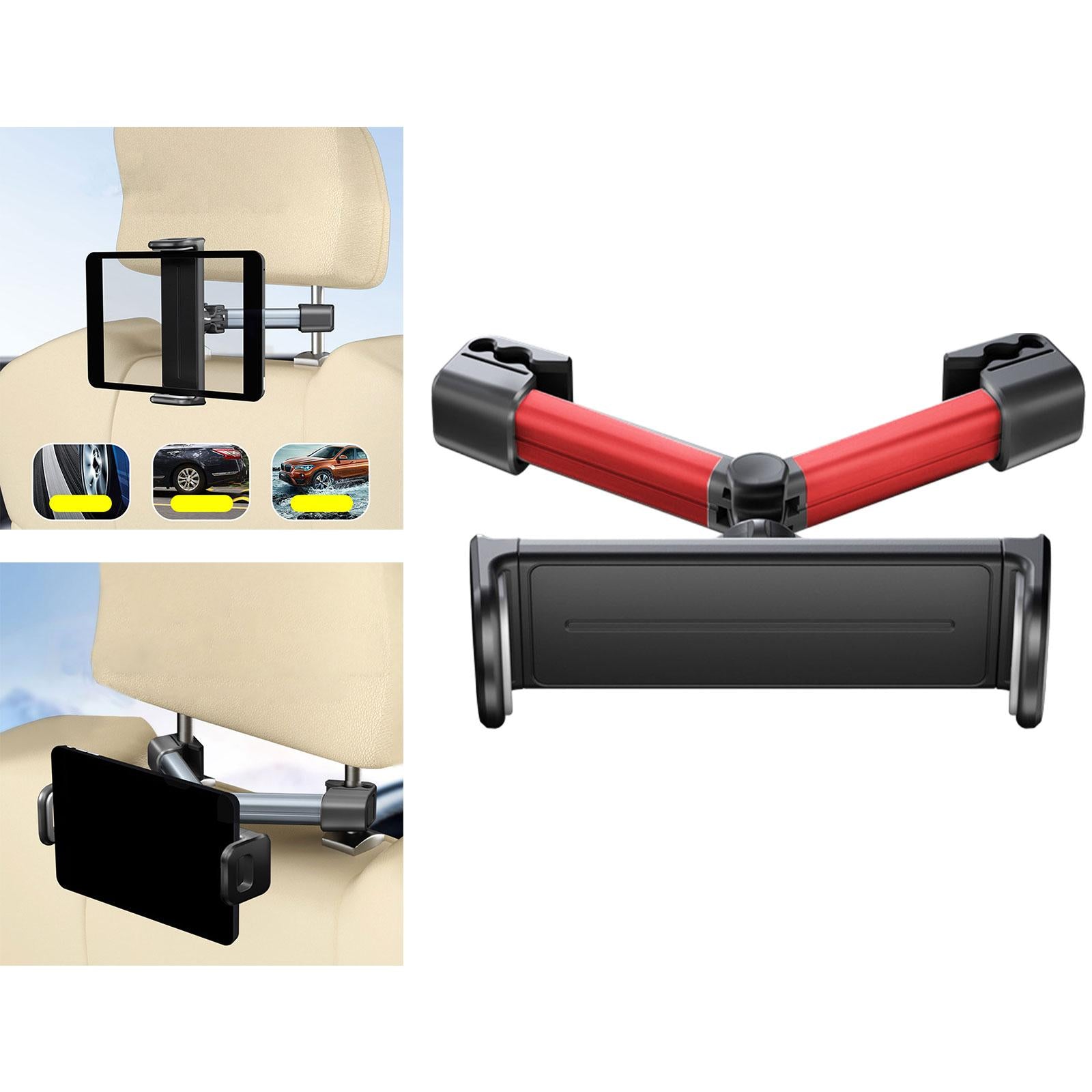 Car Tablet Headrest Mounts Stretchable Angle Adjustable for Kids Red
