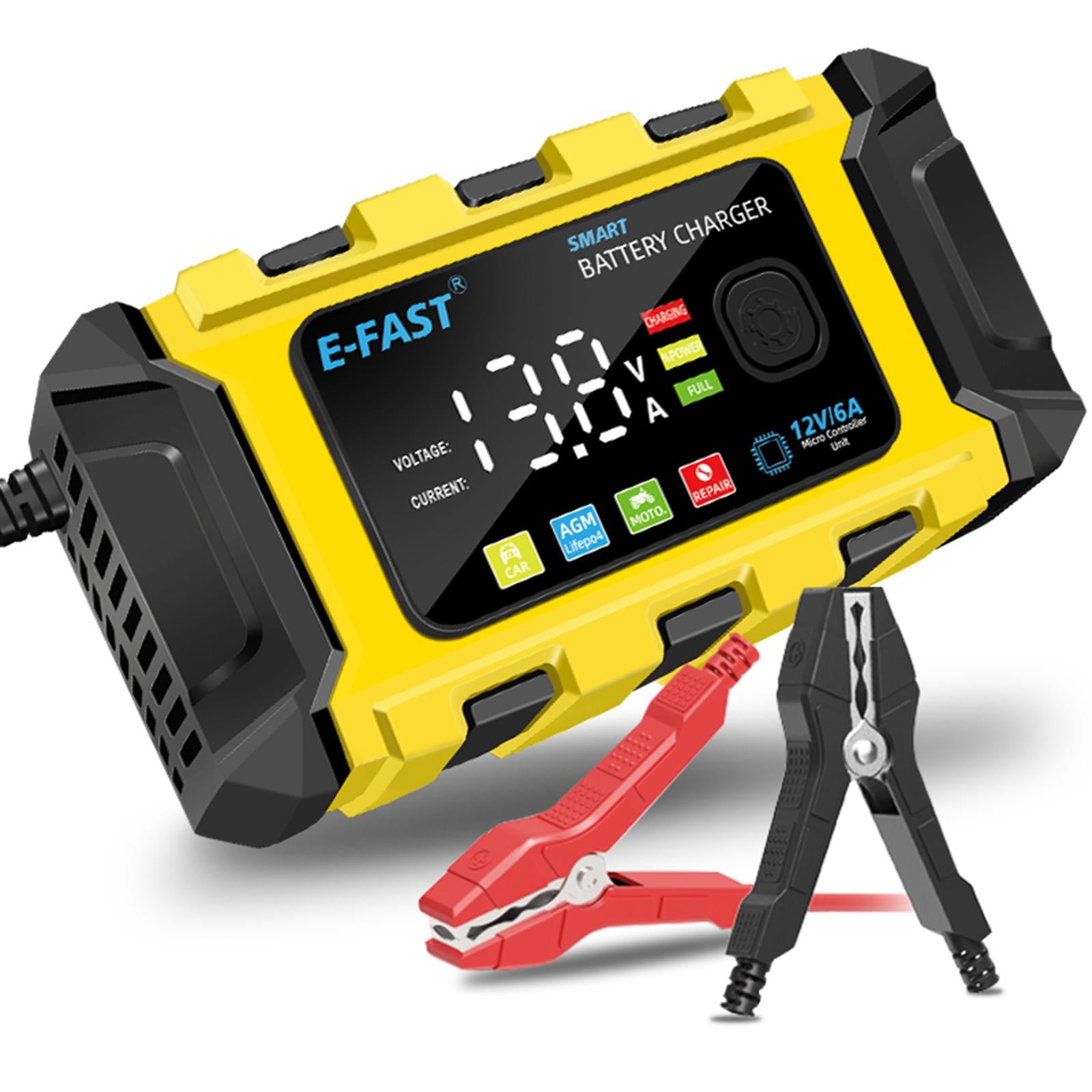 Car Battery Charger Lead Acid Batteries Automatic Motorcycle Battery Charger Yellow